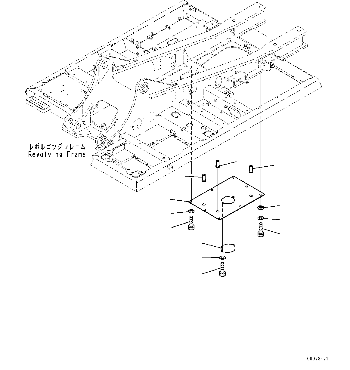 Komatsu parts book diagram for PC450LC-8R S/N 79001-UP: UNDER COVER, REVOLVING FRAME, CENTER(#75001-)