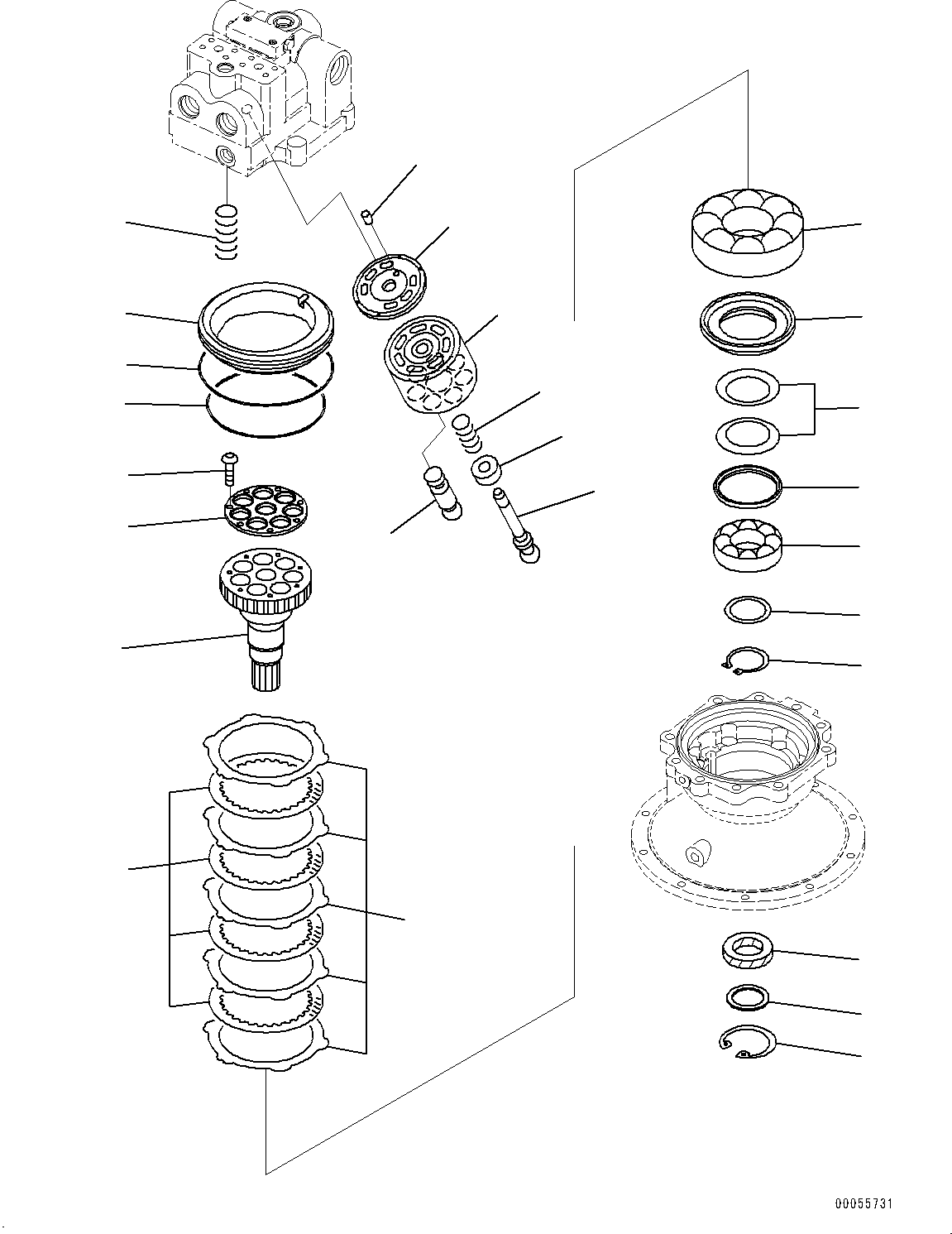 Komatsu parts book diagram for PC450LC-8R S/N 79001-UP: SWING MACHINERY AND MOTOR, INNER PARTS, SWING MOTOR (2/3)(#75101-)
