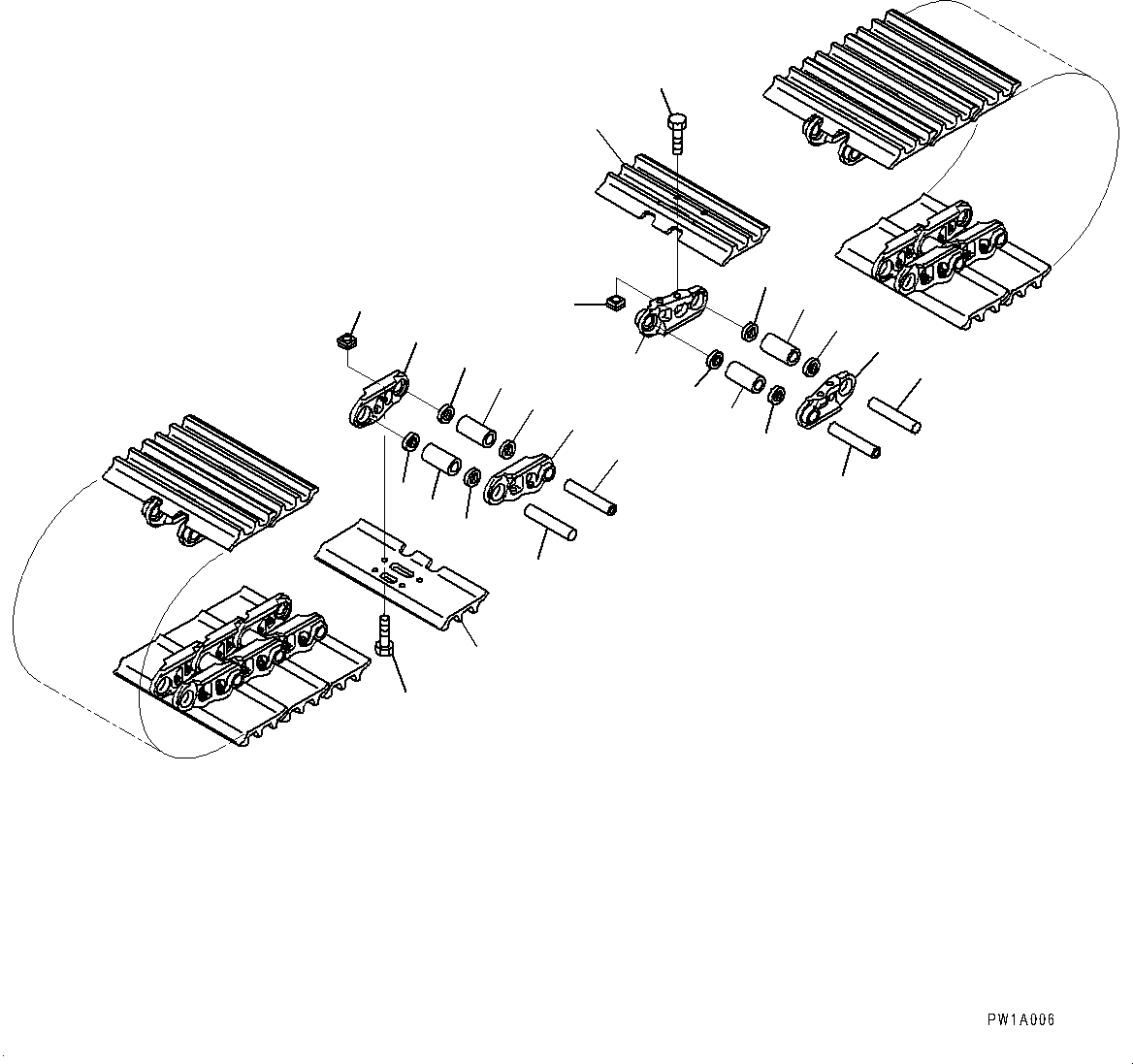 Komatsu parts book diagram for PC450LC-8R S/N 79001-UP: TRACK SHOE ASSEMBLY, (OBLONG HOLED TRIPLE GROUSER SHOE, 700MM WIDTH, GREASE SEALED TYPE, 98 SET)(#75001-)
