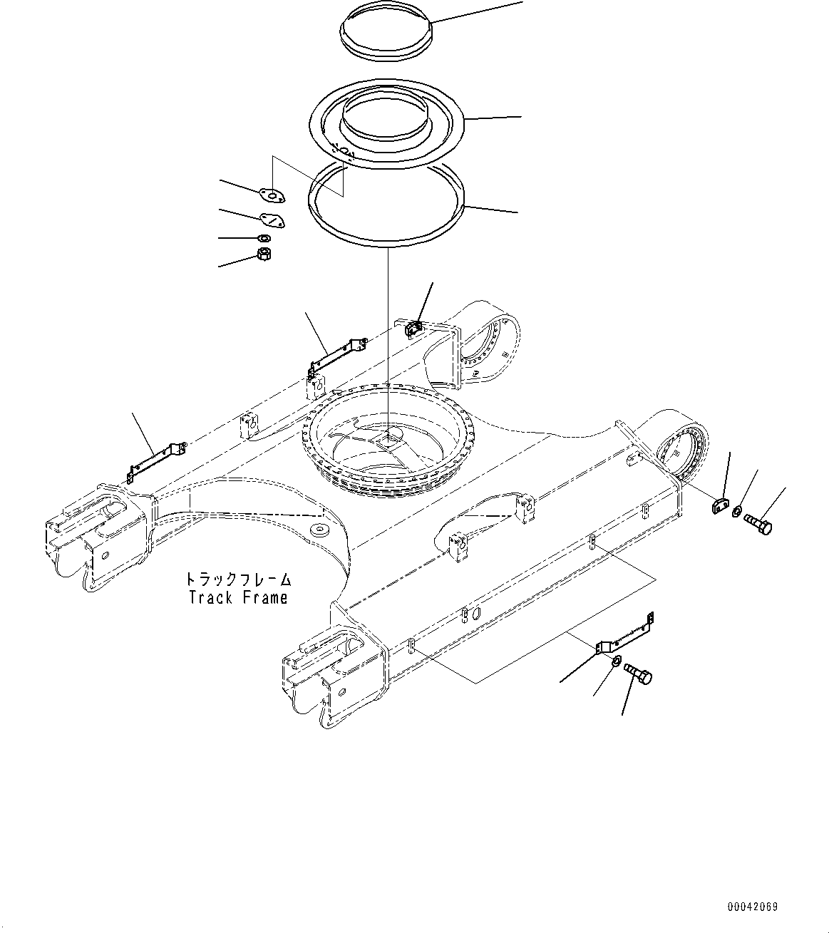 Komatsu parts book diagram for PC450LC-8R S/N 79001-UP: TRACK FRAME, GREASE BATH AND MOUNTING PARTS(#75001-)