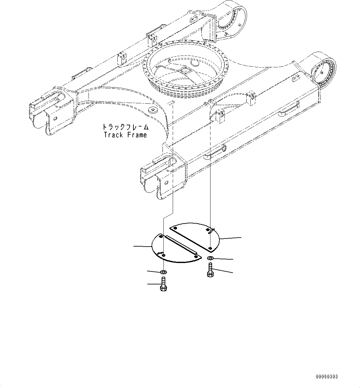 Komatsu parts book diagram for PC450LC-8R S/N 79001-UP: TRACK FRAME UNDER COVER, (#75001-)