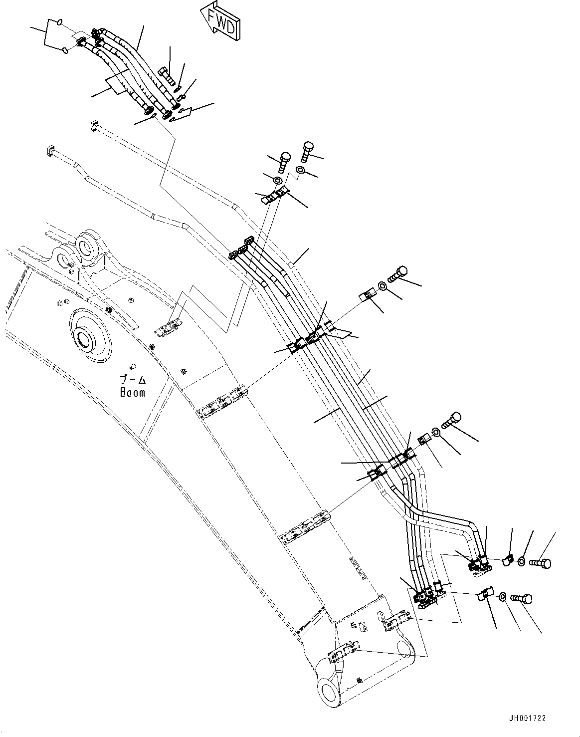 Komatsu parts book diagram for PC450LC-8R S/N 79001-UP: BOOM, ARM CYLINDER PIPING (6670MM, 100 HOURS LUBRICATION INTERVAL)(#75001-75178)