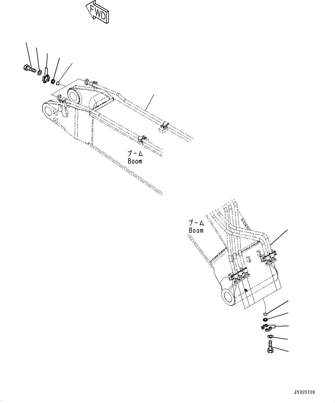 Komatsu parts book diagram for PC450LC-8R S/N 79001-UP: BOOM, BLIND PARTS(#75001-)