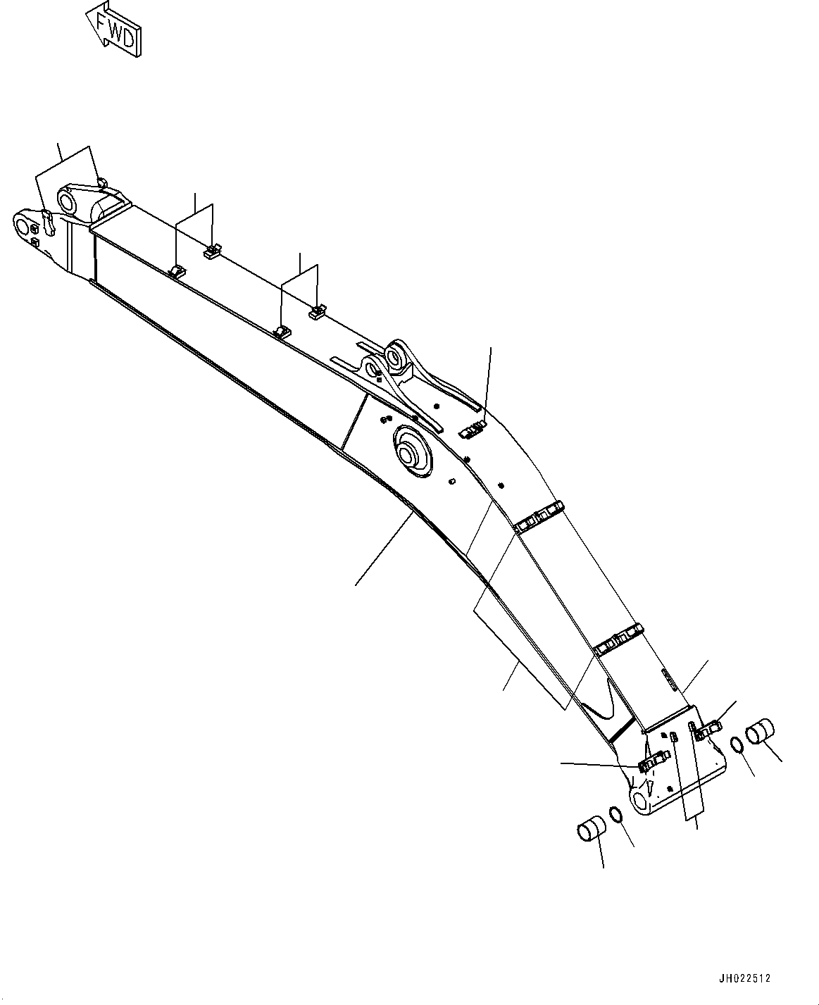 Komatsu parts book diagram for PC450LC-8R S/N 79001-UP: BOOM, BOOM AND BUSHING (7000MM HEAVY DUTY TYPE)(#75001-)