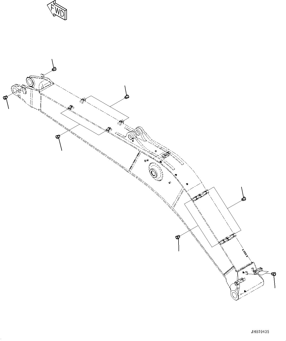 Komatsu parts book diagram for PC450LC-8R S/N 79001-UP: BOOM, PLUG(#75001-)