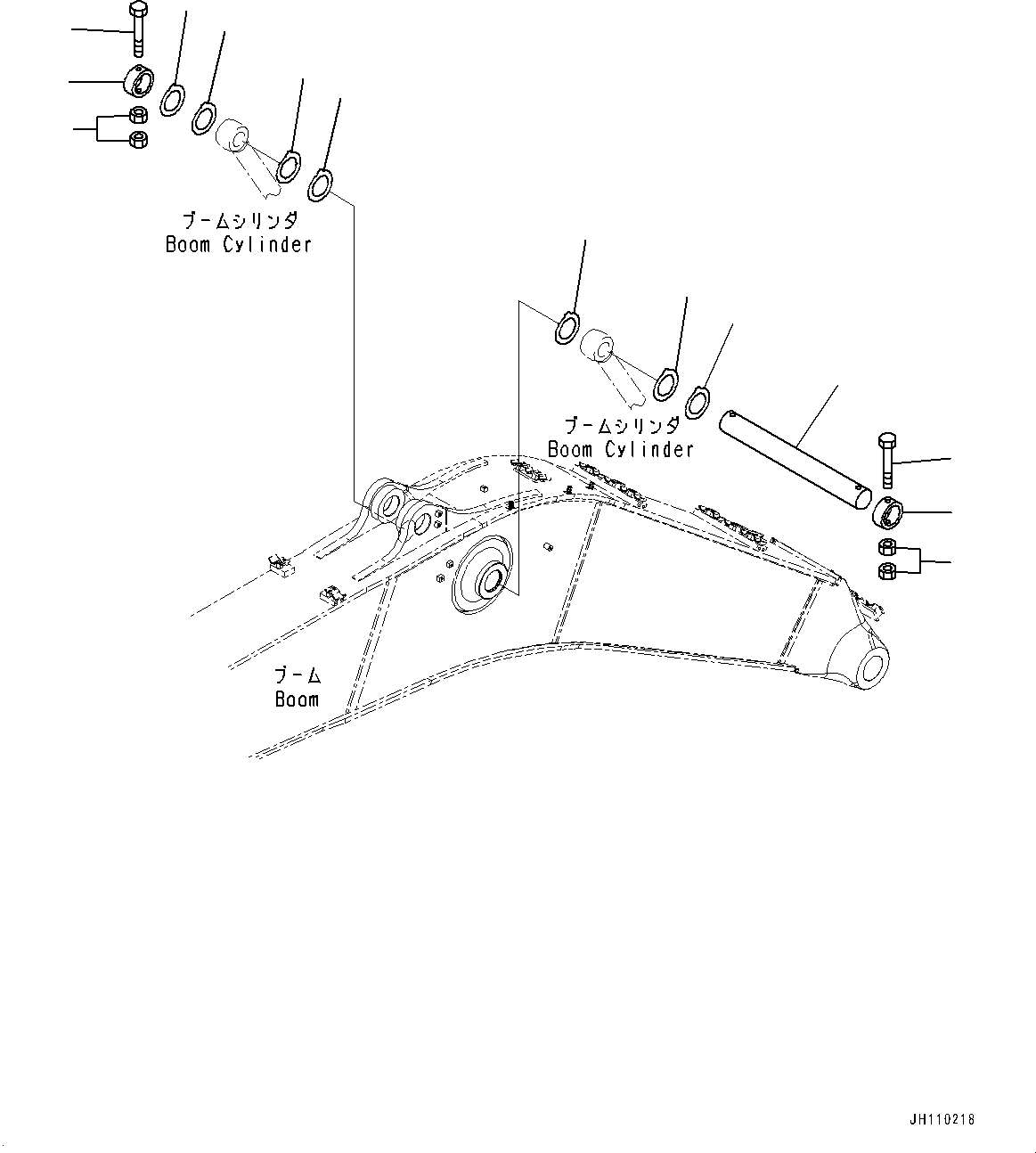 Komatsu parts book diagram for PC450LC-8R S/N 79001-UP: BOOM CYLINDER HEAD PIN, (#76944-)