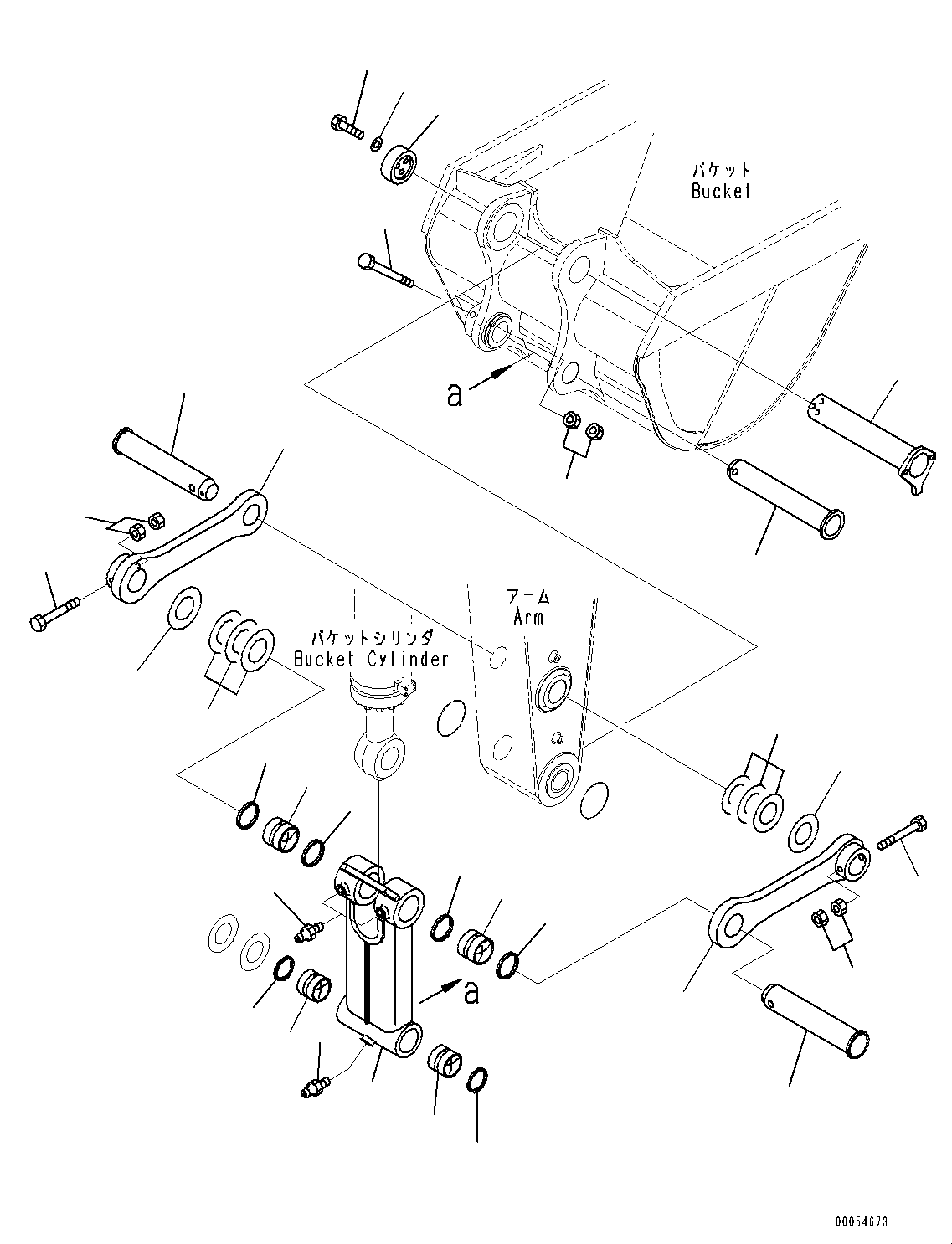Komatsu parts book diagram for PC450LC-8R S/N 79001-UP: ARM, BUCKET LINK (2400MM, SE)(#75661-)