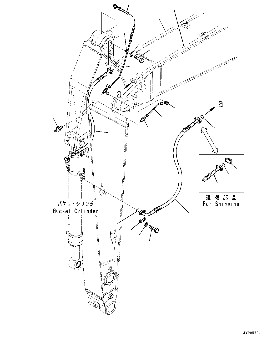 Komatsu parts book diagram for PC450LC-8R S/N 79001-UP: ARM, BUCKET CYLINDER HOSE AND LUBRICATION PIPING (3400MM, HEAVY DUTY TYPE, 1-ATTACHMENT)(#76518-)
