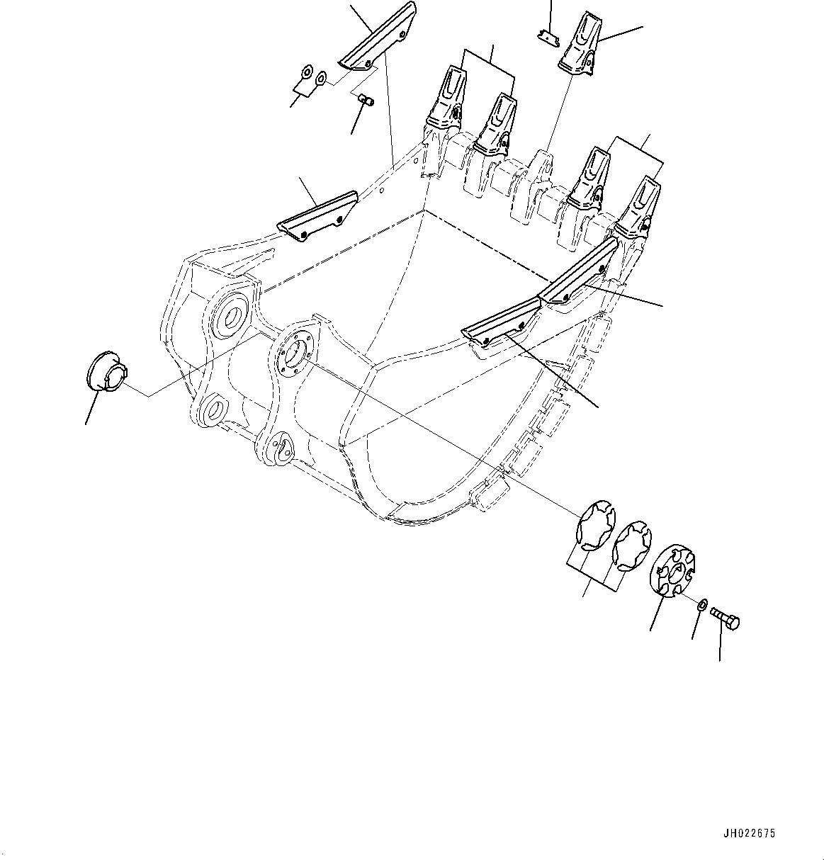 Komatsu parts book diagram for PC450LC-8R S/N 79001-UP: ME BUCKET, TOOTH AND SIDE SHROUD (2.80M3, 1405MM WIDTH, KMAX2 TOOTH, THRUST ADJUSTMENT, SIDE SHROUD)(#75001-75895)