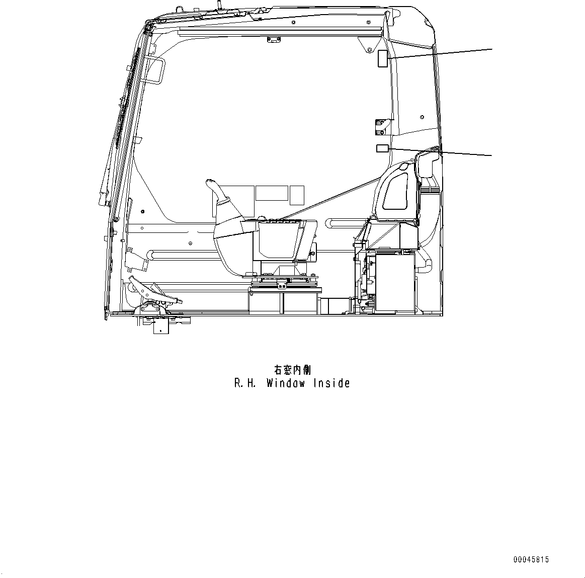 Komatsu parts book diagram for PC450LC-8R S/N 79001-UP: CAUTION PLATES, WINDOW LOCK, (#75001-)