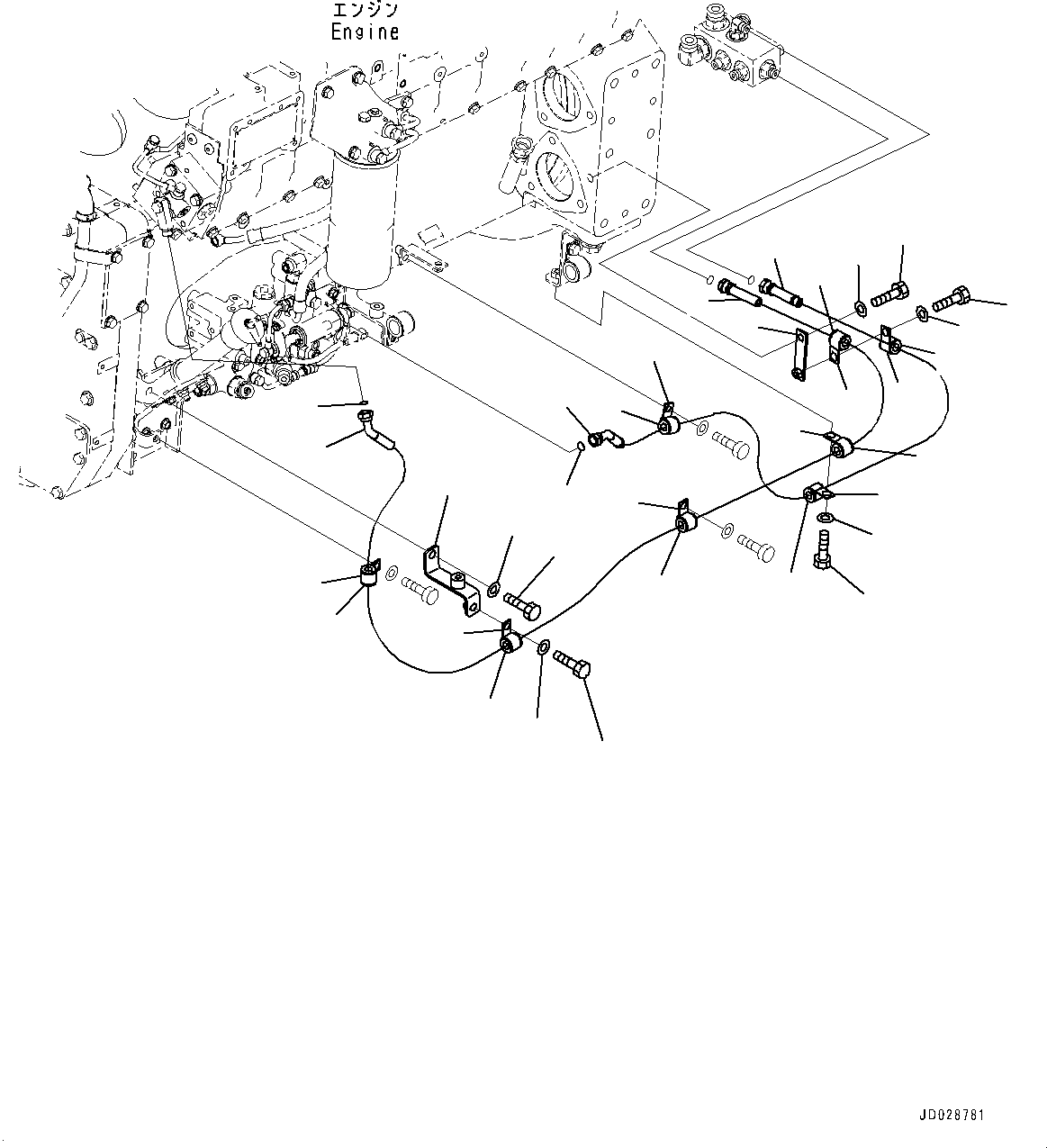Komatsu parts book diagram for HD785-7 S/N 37001-UP: ENGINE RELATED PARTS, BLOCK TO ENGINE L.H.(#37001-)