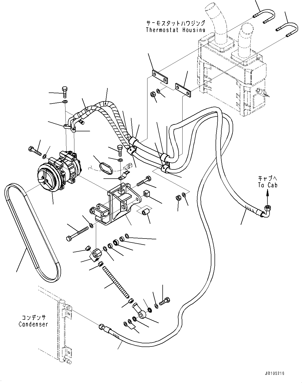 Komatsu parts book diagram for HD785-7 S/N 37001-UP: ENGINE RELATED PARTS, AIR CONDITIONER RELATED PARTS (1/2)(#37001-)