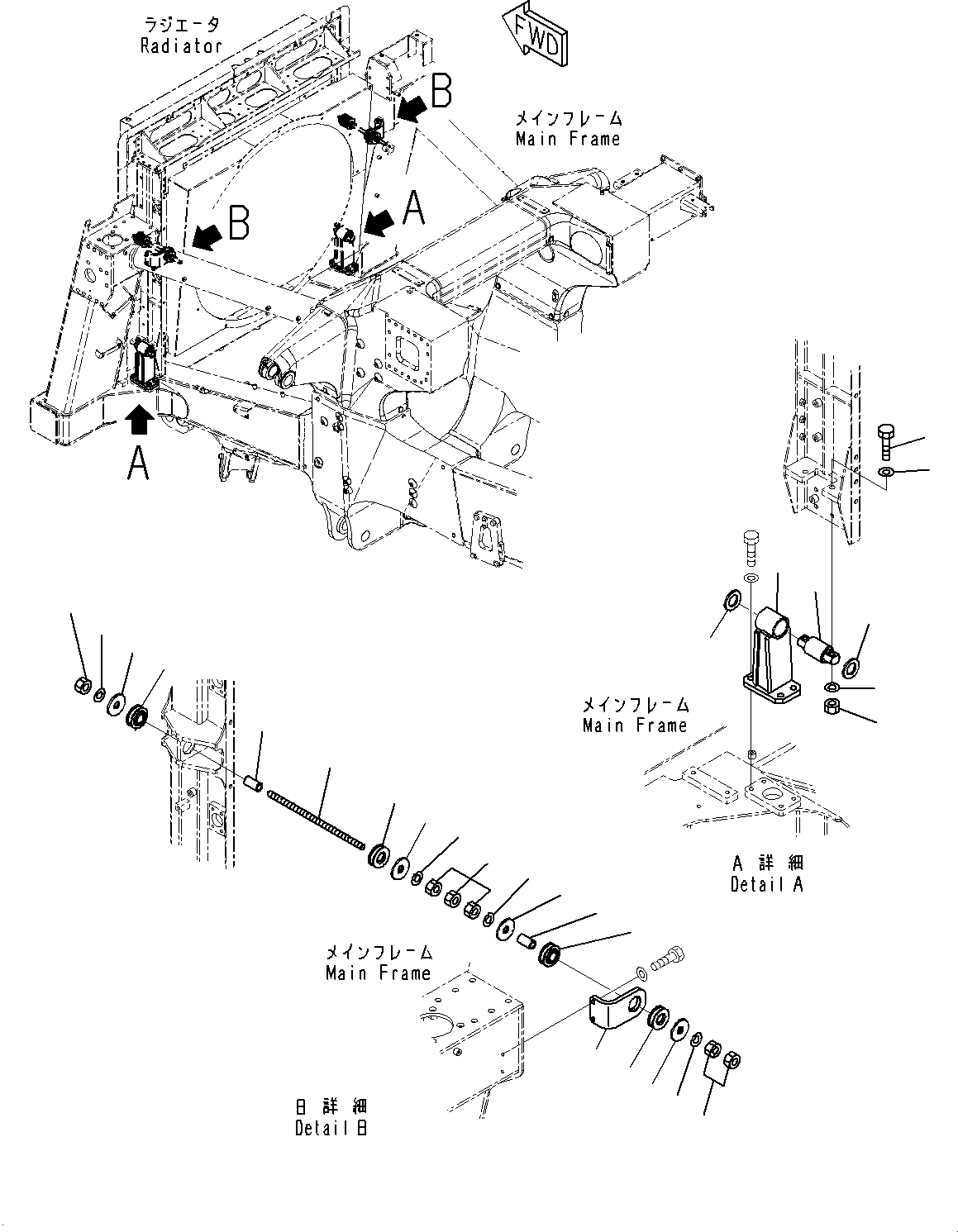 Komatsu parts book diagram for HD785-7 S/N 37001-UP: COOLING SYSTEM, MOUNTING BRACKET(#30001-31015)
