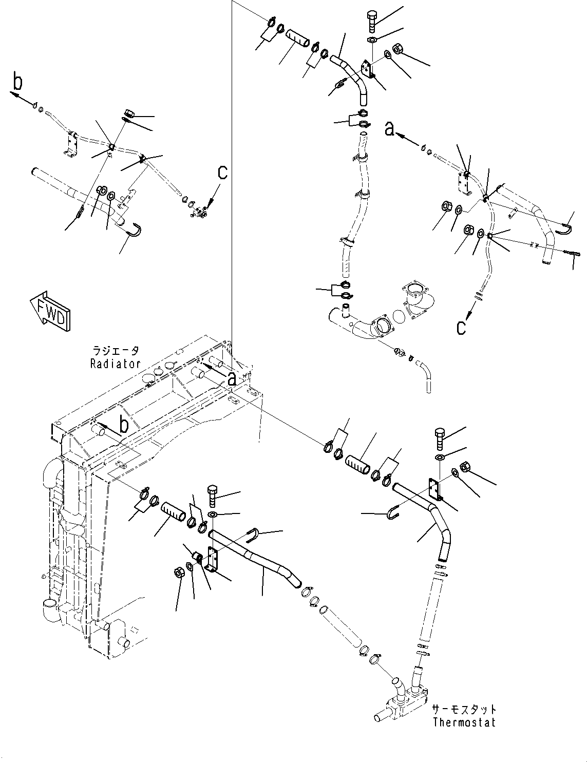 Komatsu parts book diagram for HD785-7 S/N 37001-UP: COOLING SYSTEM, COOLANT PIPING (1/3)(#30001-)