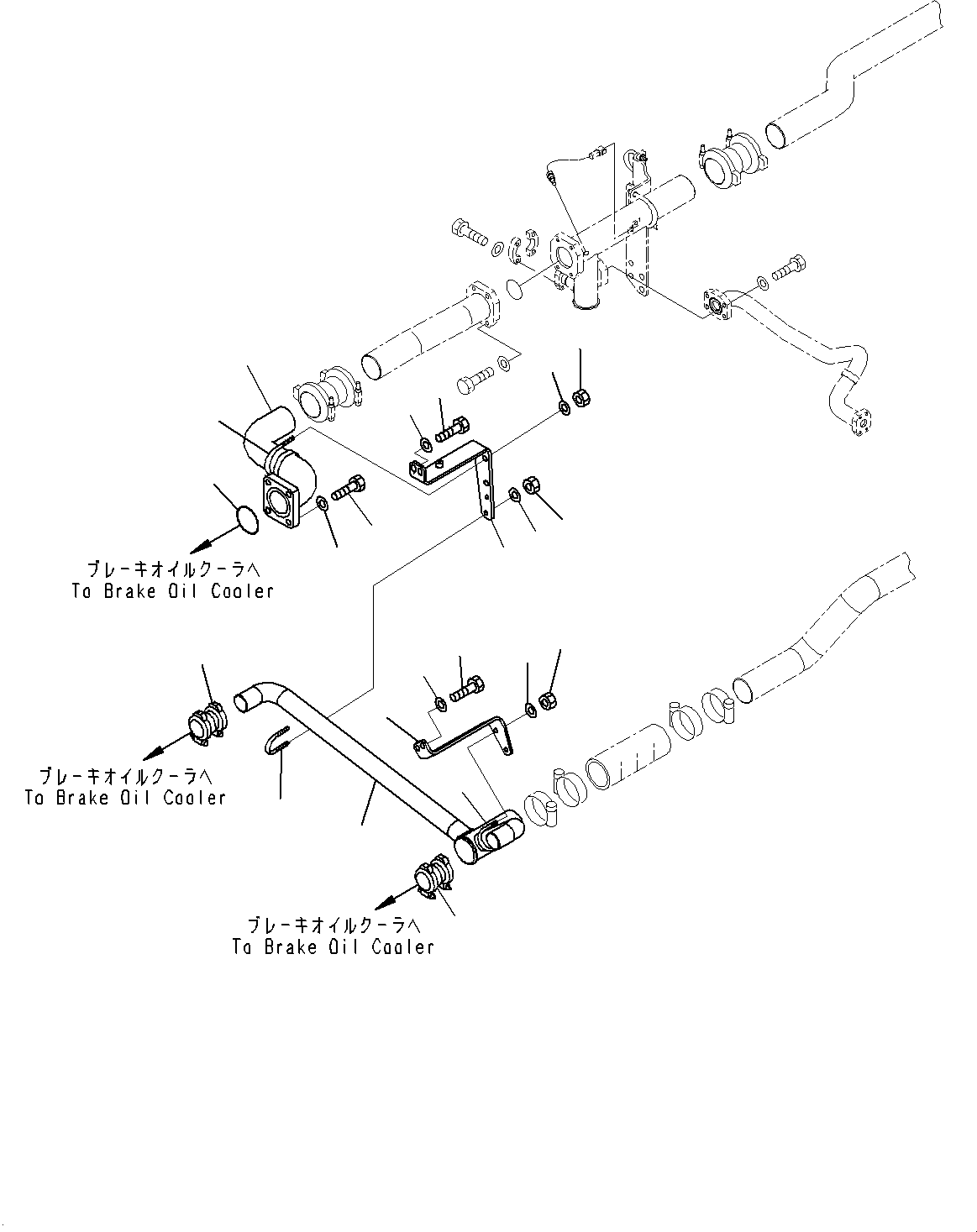 Komatsu parts book diagram for HD785-7 S/N 37001-UP: COOLING SYSTEM, BRAKE COOLER PIPING (WITH ENGINE PRE-LUBRICATION SYSTEM)(#30001-)