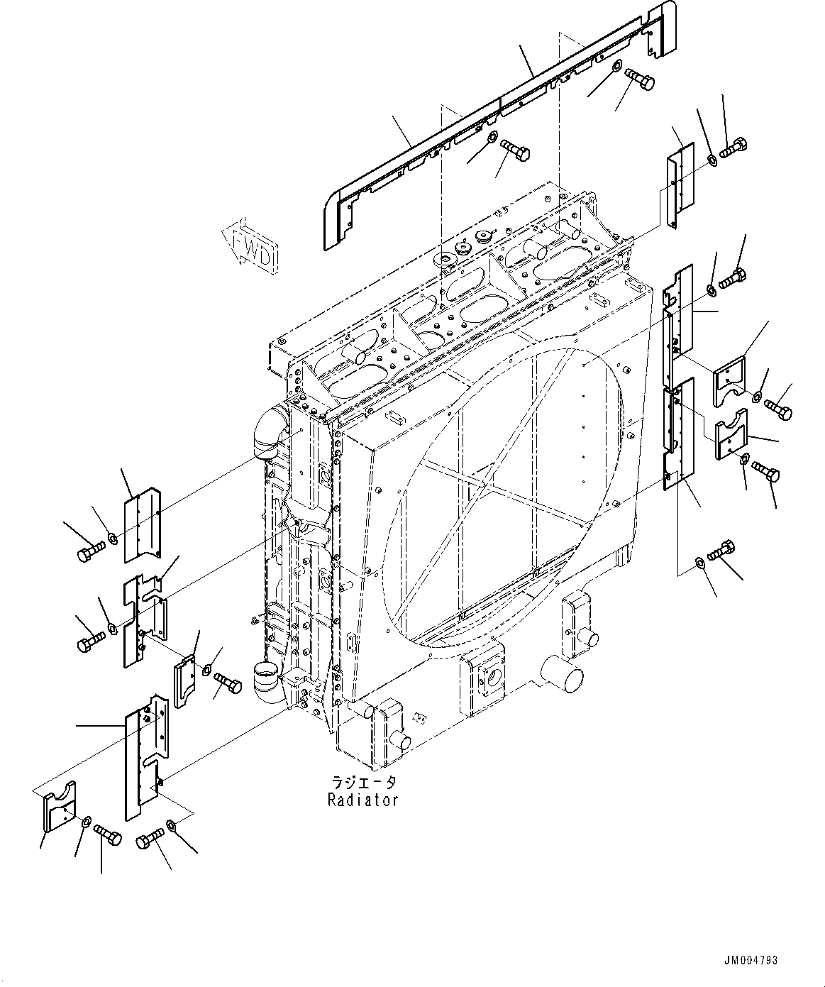 Komatsu parts book diagram for HD785-7 S/N 37001-UP: COOLING SYSTEM, BAFFLE PLATE (FOR EXTREME HOT AREA SPECIFICATION)(#30001-)