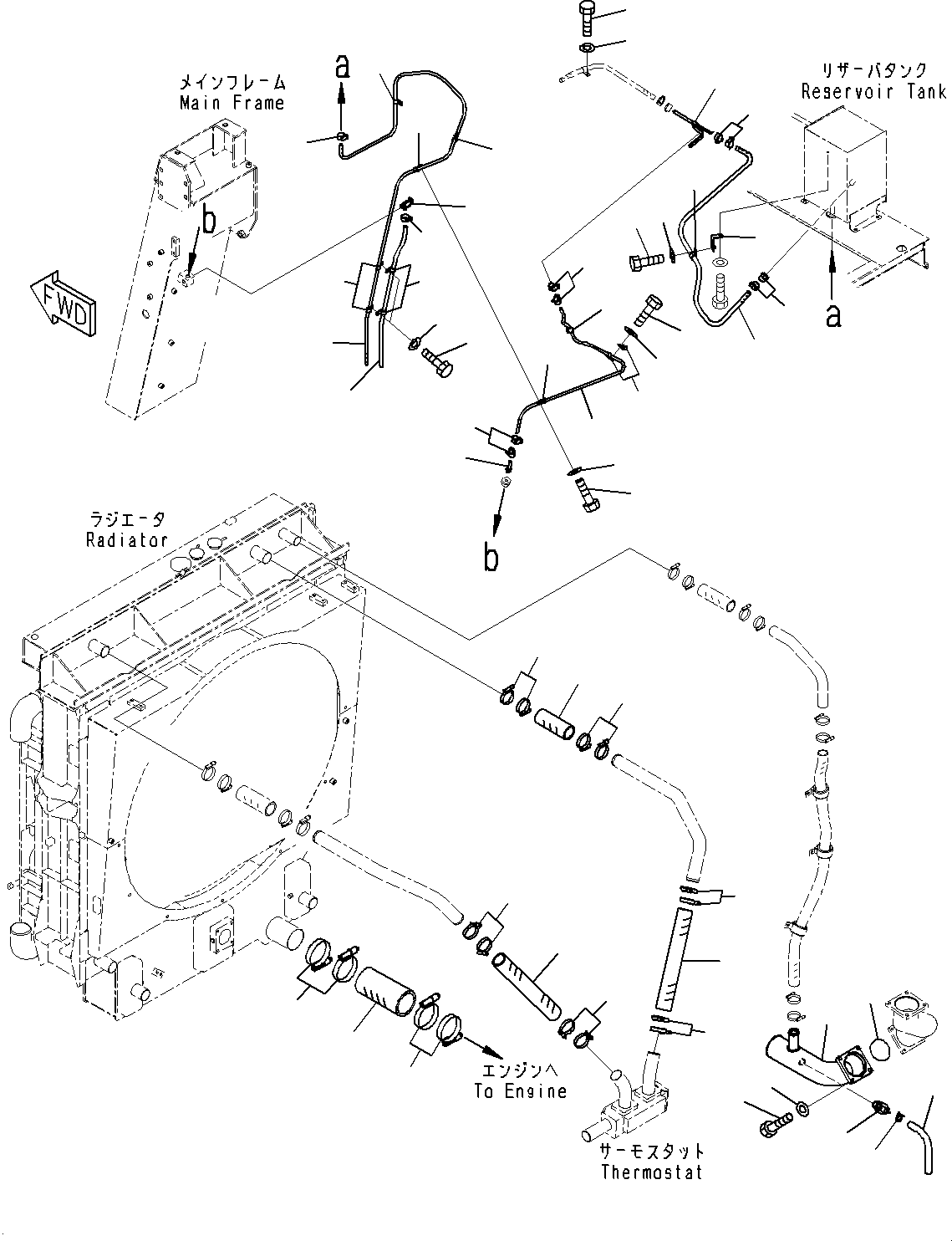 Komatsu parts book diagram for HD785-7 S/N 37001-UP: COOLANT PIPING, COOLING TUBE(#30001-)