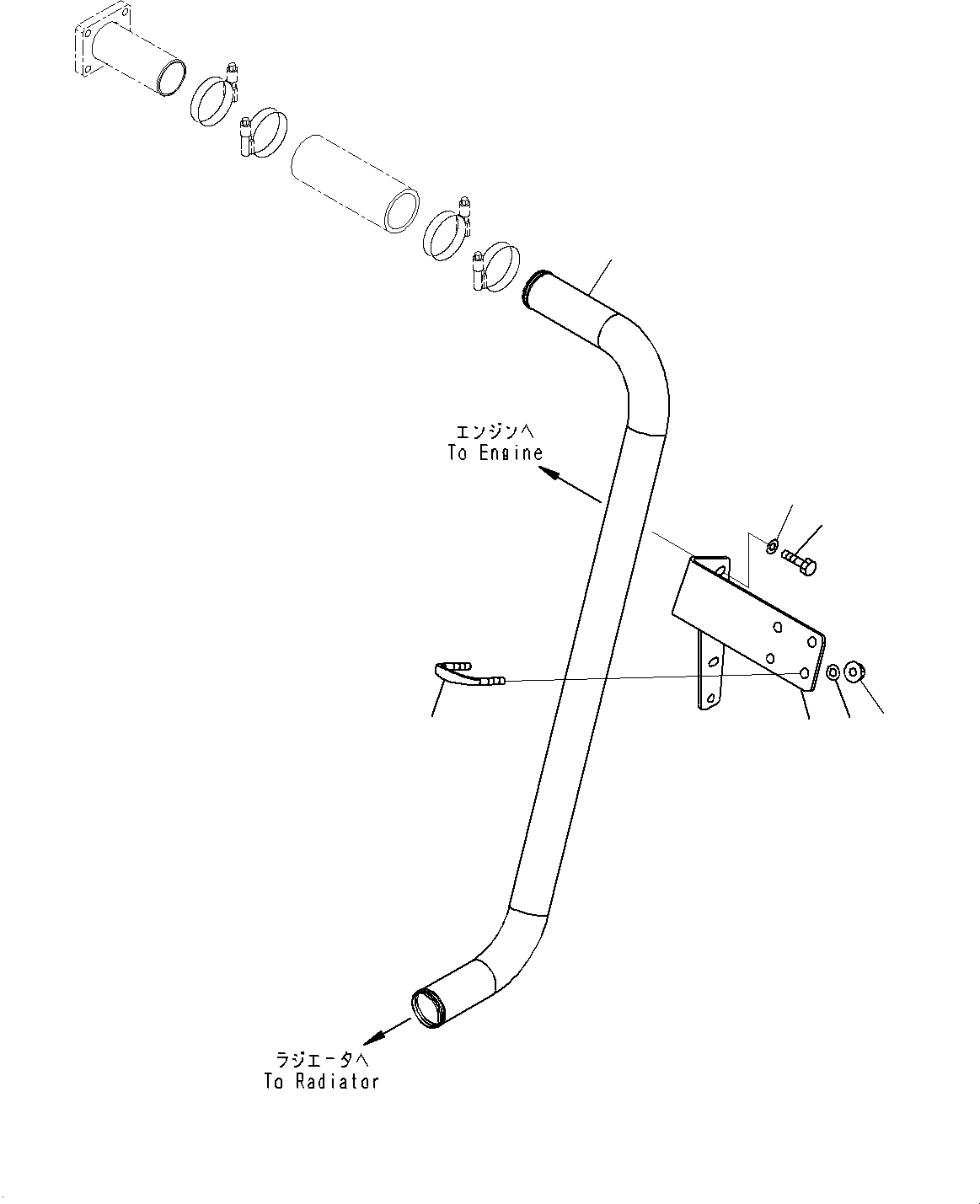 Komatsu parts book diagram for HD785-7 S/N 37001-UP: COOLANT PIPING, BYPASS TUBE (WITH COOLANT QUICK CHARGE)(#30001-)