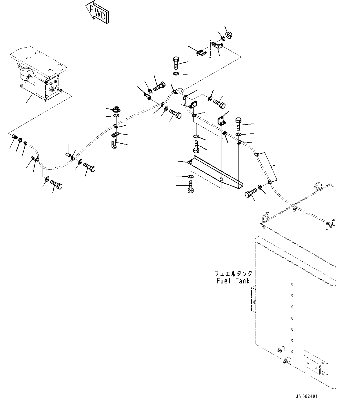 Komatsu parts book diagram for HD785-7 S/N 37001-UP: FUEL TANK, BREATHER HOSE MOUNTING(#30001-)