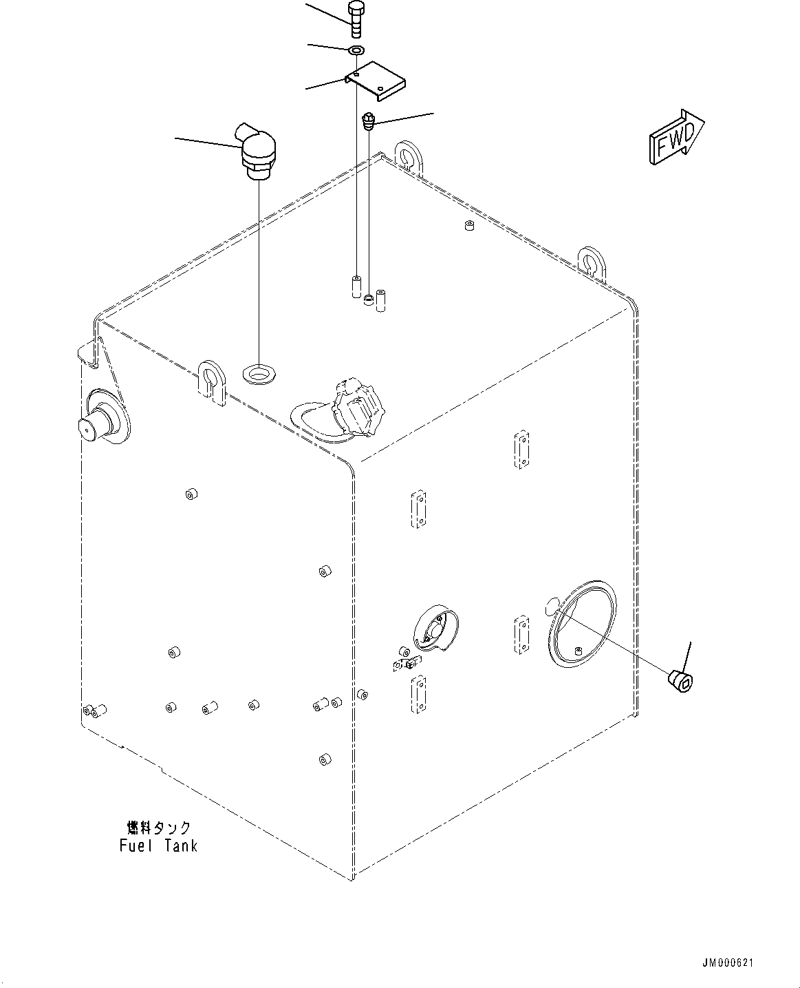 Komatsu parts book diagram for HD785-7 S/N 37001-UP: FUEL TANK, QUICK CHARGE VALVE (WITH QUICK COUPLING, FOR LEFT REFUELING)(#30001-)