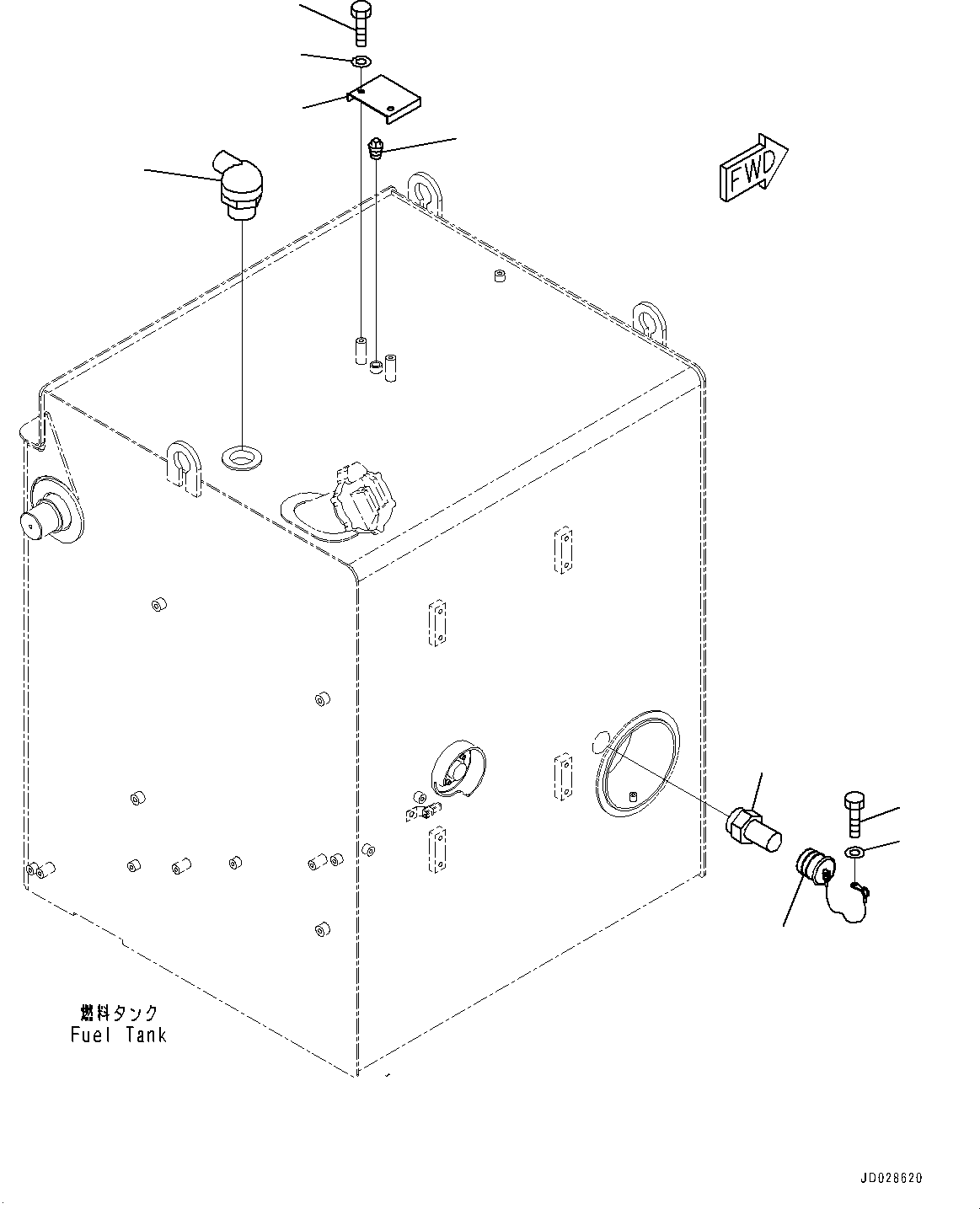 Komatsu parts book diagram for HD785-7 S/N 37001-UP: FUEL TANK, QUICK CHARGE VALVE (WITH FAST FILL COUPLER)(#37001-)