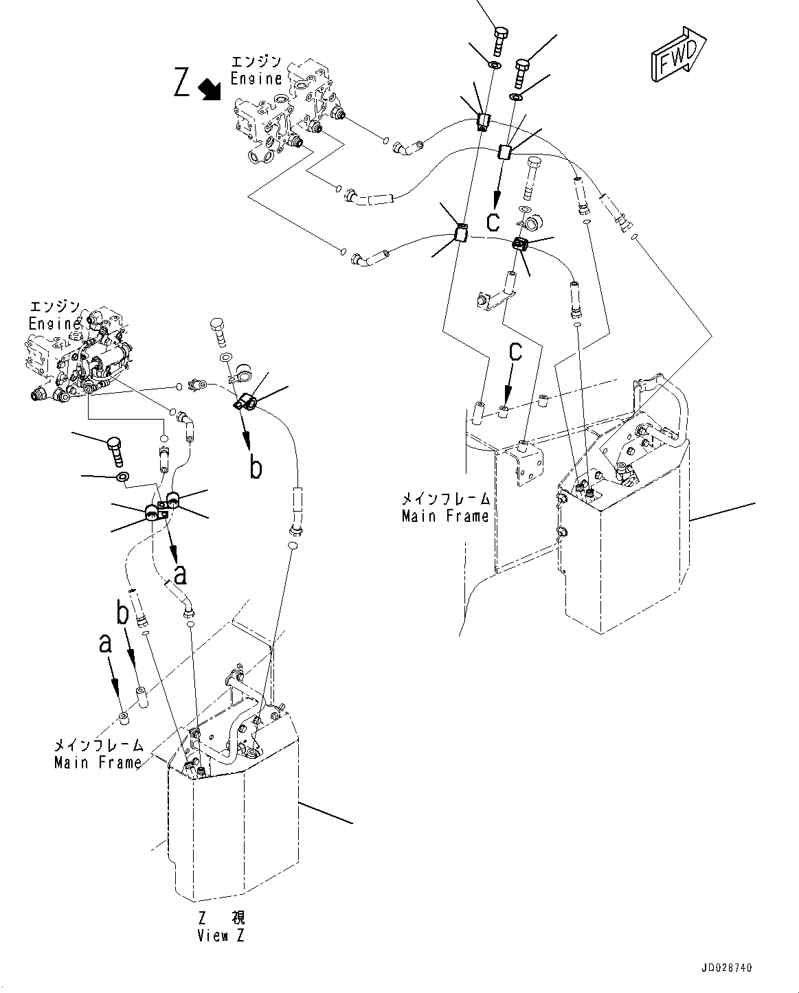 Komatsu parts book diagram for HD785-7 S/N 37001-UP: FUEL PIPING, FILTER TO ENGINE (WITH EXTRA BAD FUEL AND POOR FUEL SPECIFICATION, WATER+DUST, ADDITIONAL FILTER)(#30001-)