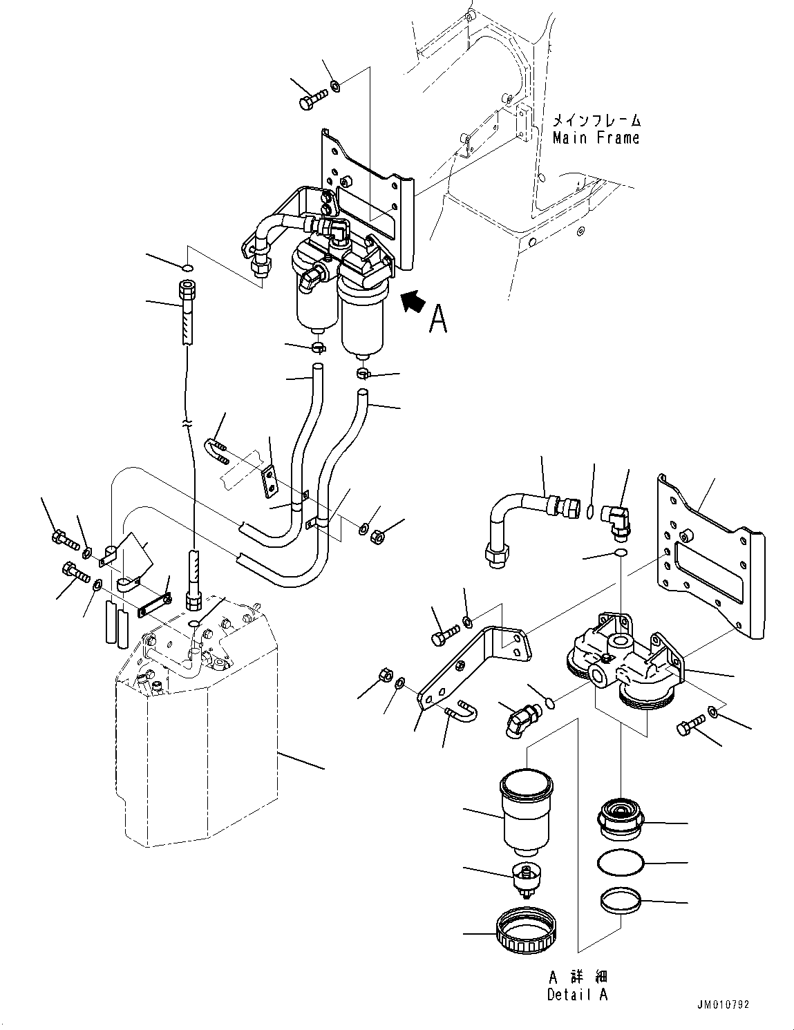 Komatsu parts book diagram for HD785-7 S/N 37001-UP: FUEL PIPING, WATER SEPARATOR (2/2) (WITH EXTRA BAD FUEL AND POOR FUEL SPECIFICATION, WATER+DUST, ADDITIONAL FILTER, BIODIESEL FU