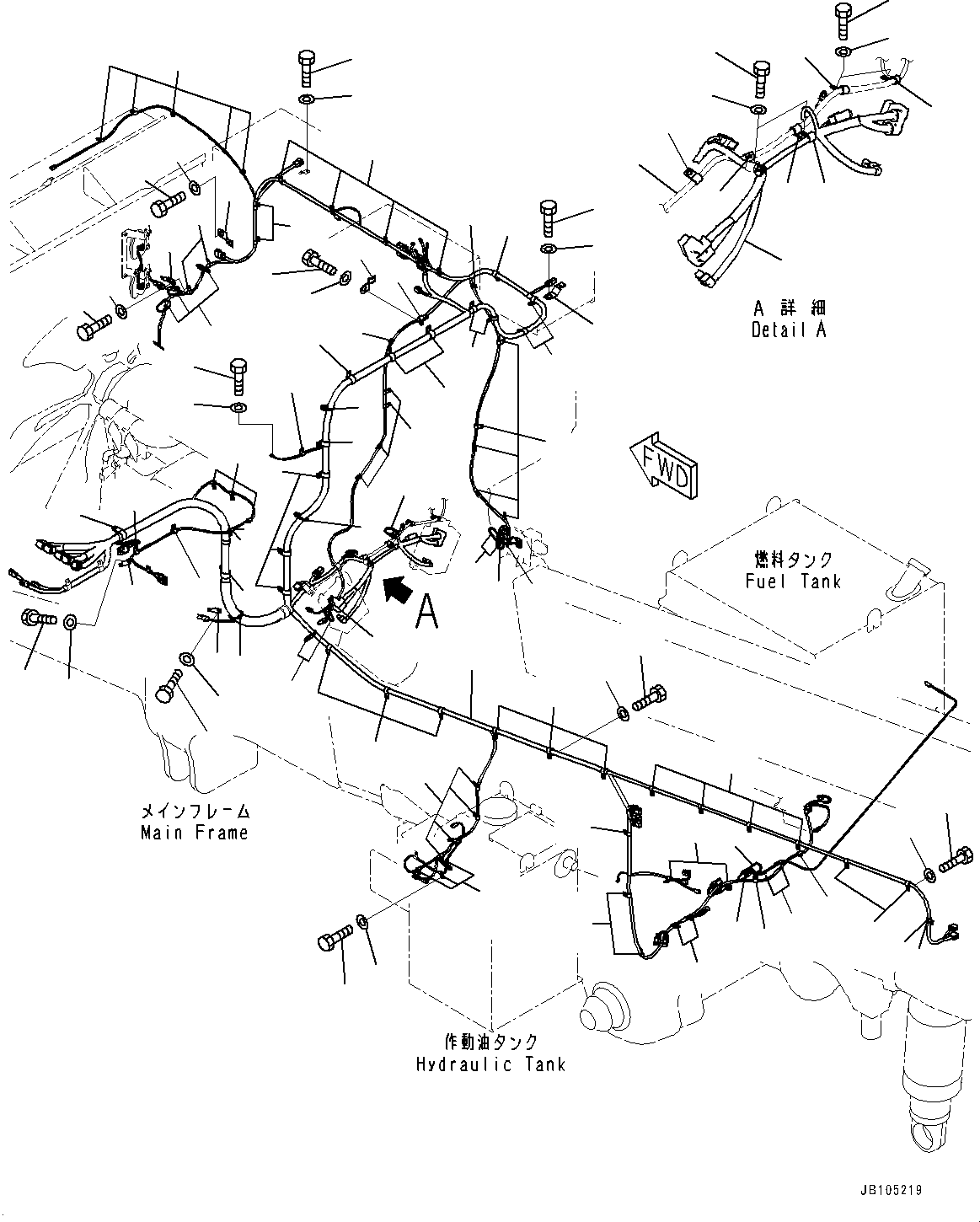 Komatsu parts book diagram for HD785-7 S/N 37001-UP: ELECTRIC WIRING HARNESS, MAIN WIRING HARNESS (1/2) (WITH EXTRA BAD FUEL AND POOR FUEL SPECIFICATION, WATER+DUST, ADDITIONAL FILT