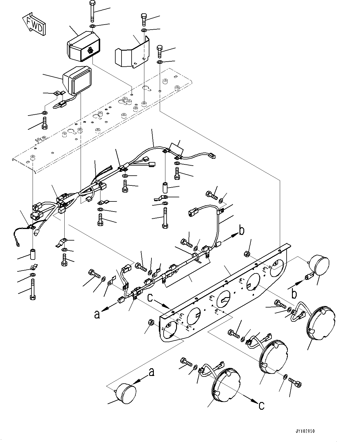 Komatsu parts book diagram for HD785-7 S/N 37001-UP: REAR COMBINATION LAMP AND BACKUP ALARM, LAMP AND BUZZER(#32796-)