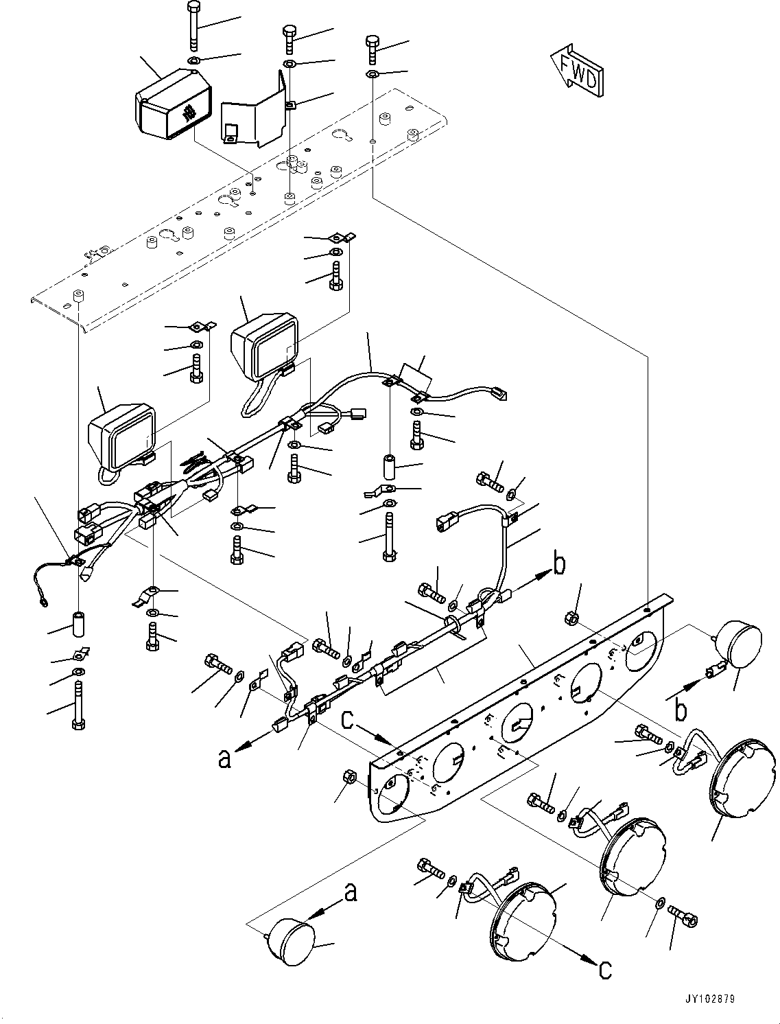 Komatsu parts book diagram for HD785-7 S/N 37001-UP: REAR COMBINATION LAMP AND BACKUP ALARM, LAMP AND BUZZER (WITH ADDITIONAL REAR WORKING LAMP)(#32796-)