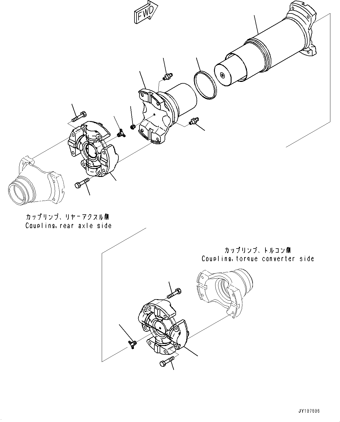 Komatsu parts book diagram for HD785-7 S/N 37001-UP: REAR DRIVE SHAFT, (#30001-)