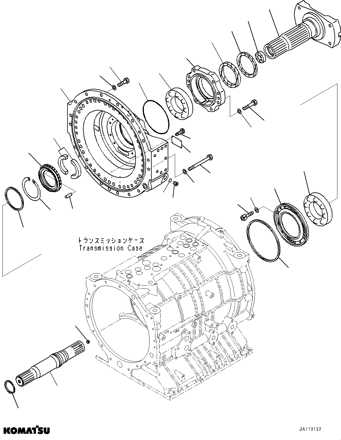 Komatsu parts book diagram for HD785-7 S/N 37001-UP: TORQUE CONVERTER AND TRANSMISSION, INPUT AND OUTPUT SHAFT(#113580-)