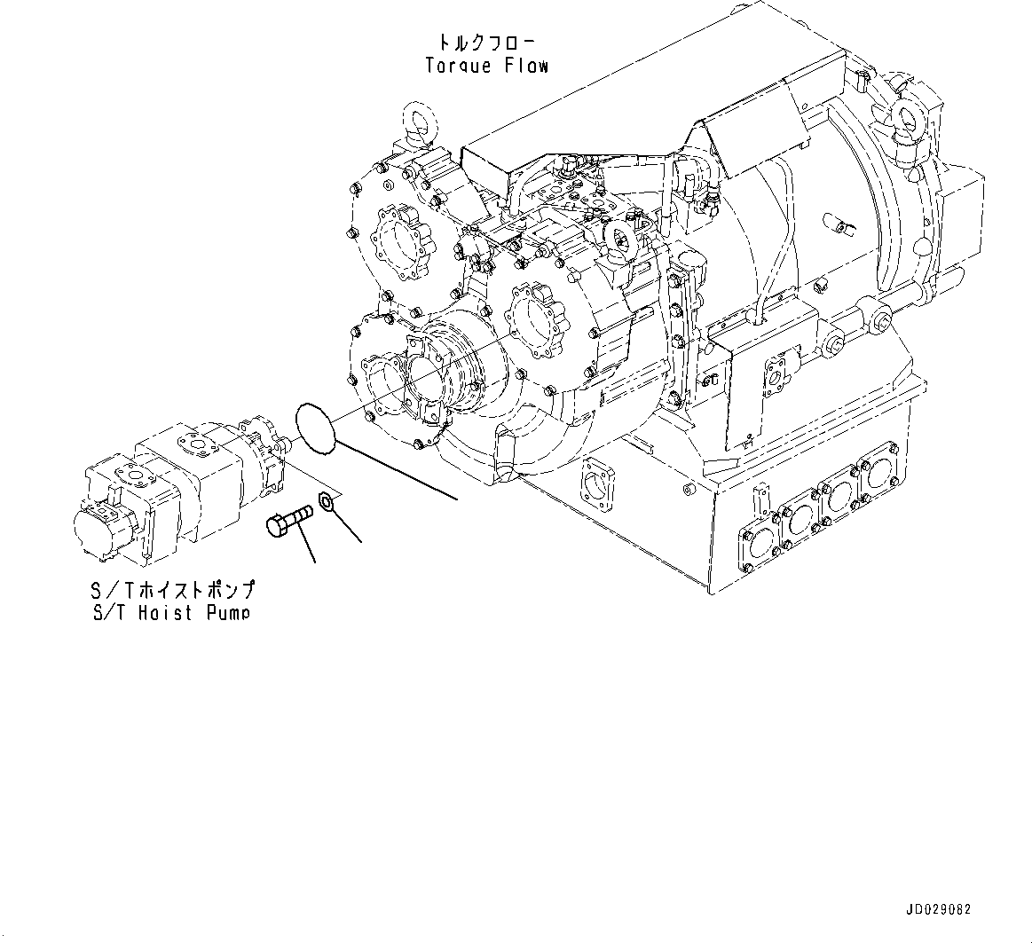Komatsu parts book diagram for HD785-7 S/N 37001-UP: TORQUE CONVERTER AND TRANSMISSION, STEERING AND HOIST PUMP MOUNTING(#30001-)