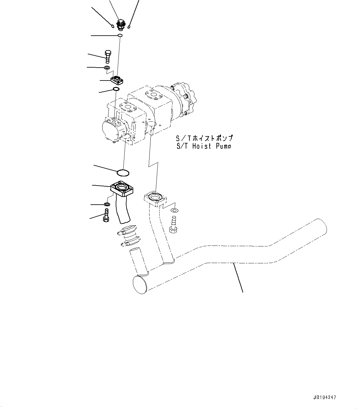 Komatsu parts book diagram for HD785-7 S/N 37001-UP: TORQUE CONVERTER AND TRANSMISSION, PUMP SUCTION (WITH ENGINE EXHAUST BRAKE SYSTEM)(#33301-)