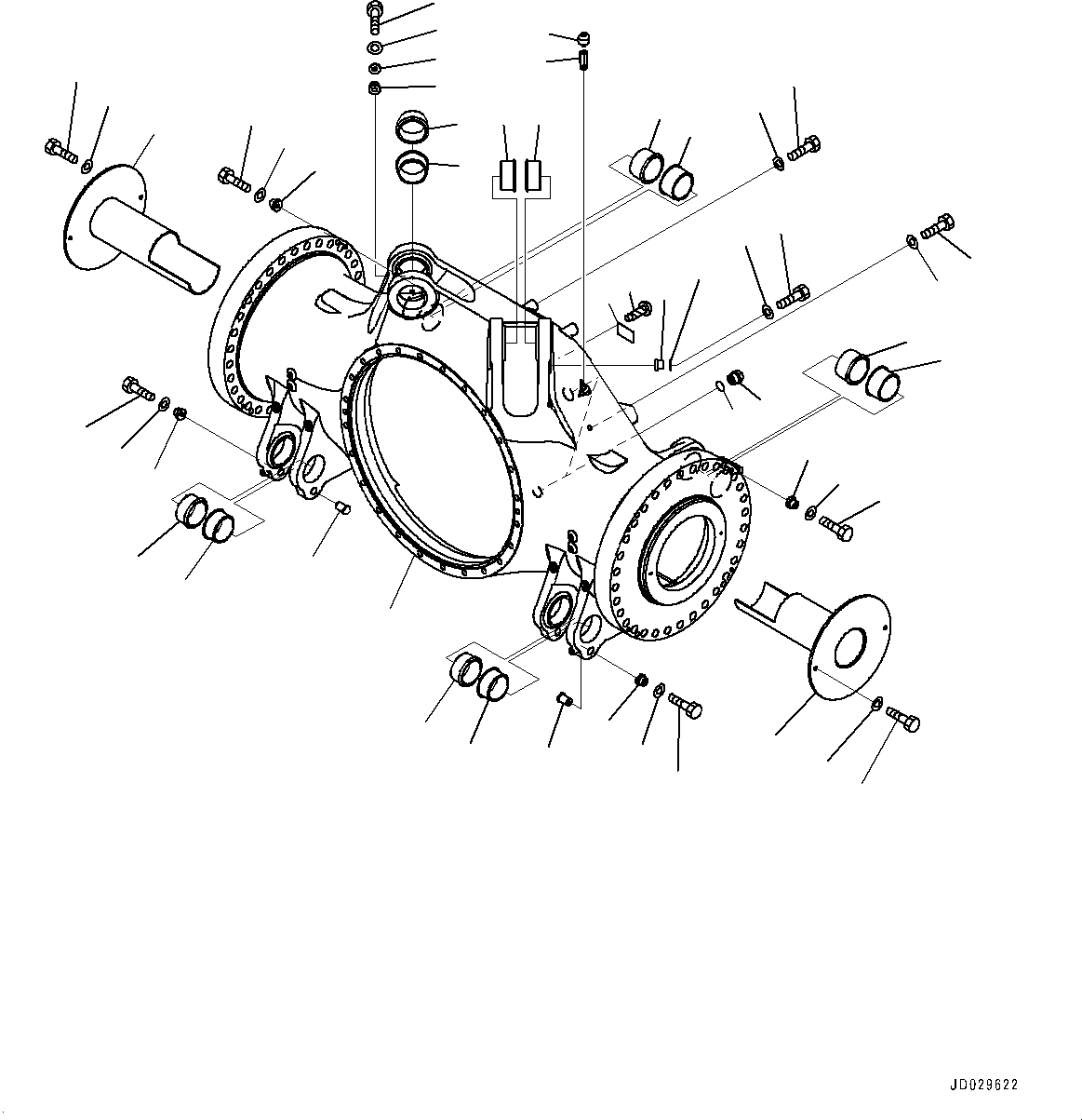 Komatsu parts book diagram for HD785-7 S/N 37001-UP: REAR AXLE, HOUSING(#30001-30614)
