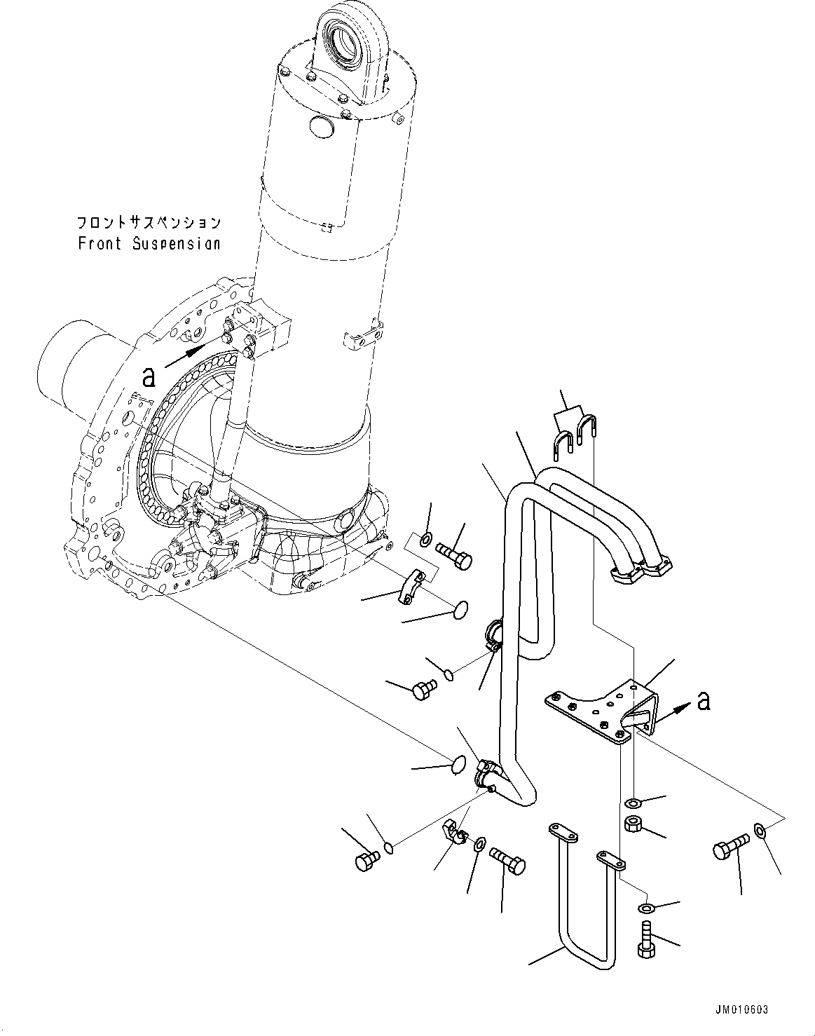 Komatsu parts book diagram for HD785-7 S/N 37001-UP: FRONT AXLE, BRAKE COOLER PIPING (1/2)(#31800-)