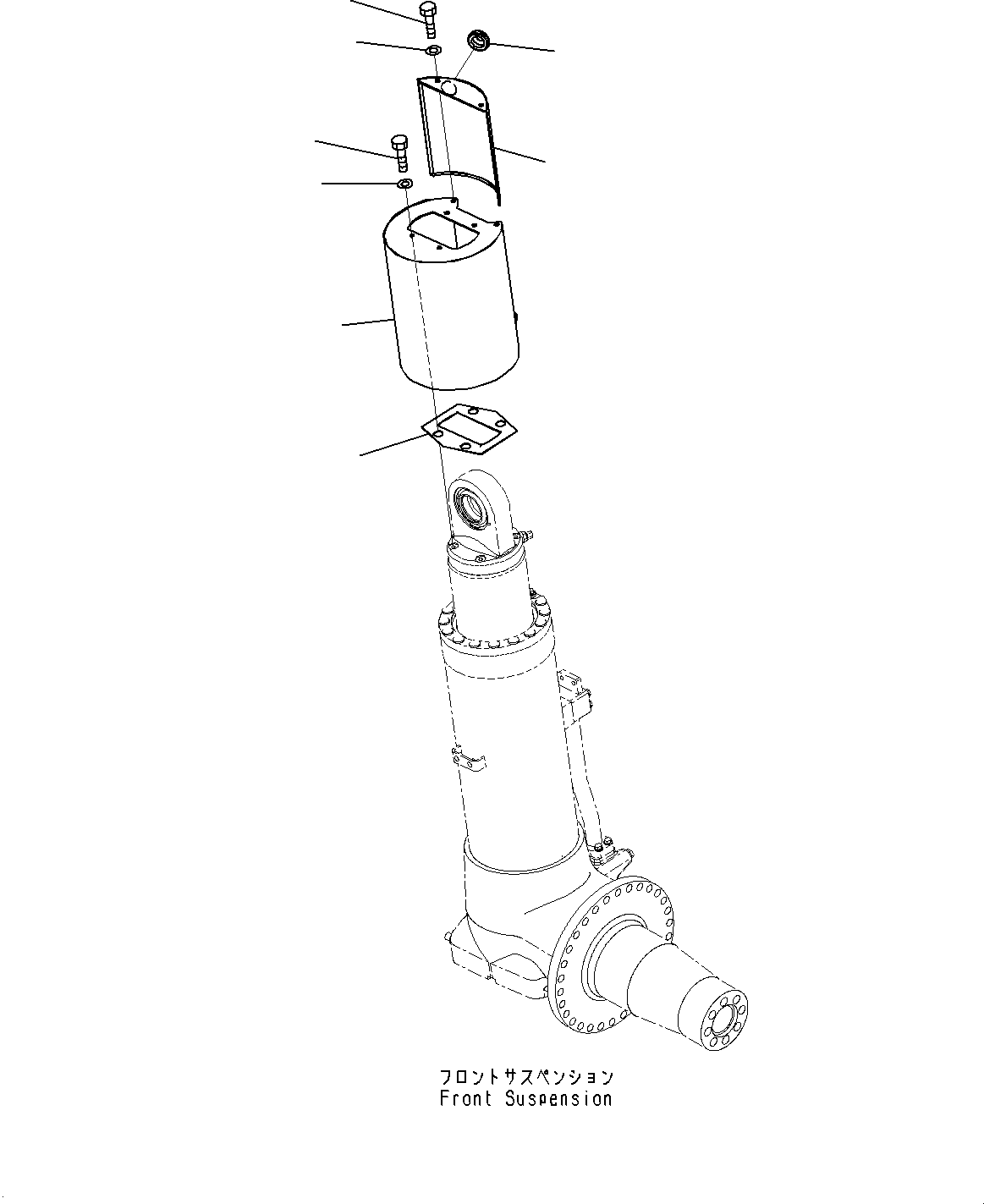 Komatsu parts book diagram for HD785-7 S/N 37001-UP: FRONT AXLE, SUSPENSION COVER, L.H. (WITH SUSPENSION, HYDRONEUMATIC)(#31800-)