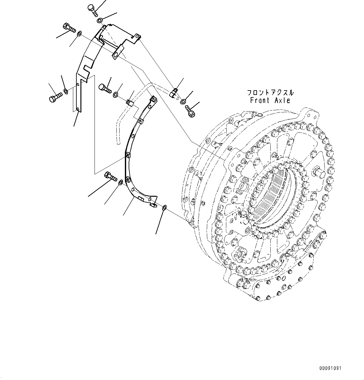 Komatsu parts book diagram for HD785-7 S/N 37001-UP: FRONT AXLE, COVER, R.H.(#31800-)