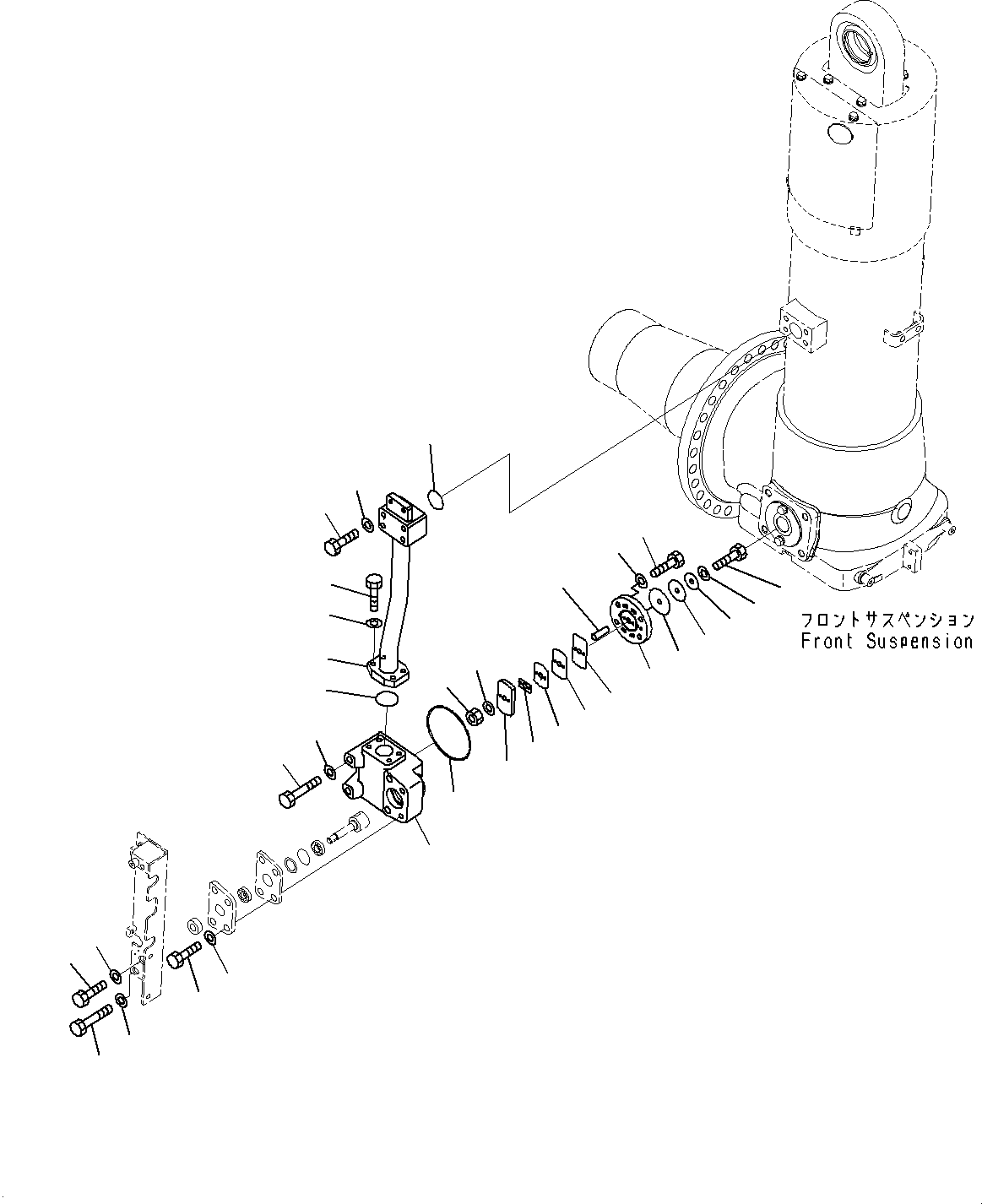 Komatsu parts book diagram for HD785-7 S/N 37001-UP: FRONT AXLE, SUSPENSION VALVE (1/4) (WITH SUSPENSION, AUTO HYDRONEUMATIC)(#31800-)
