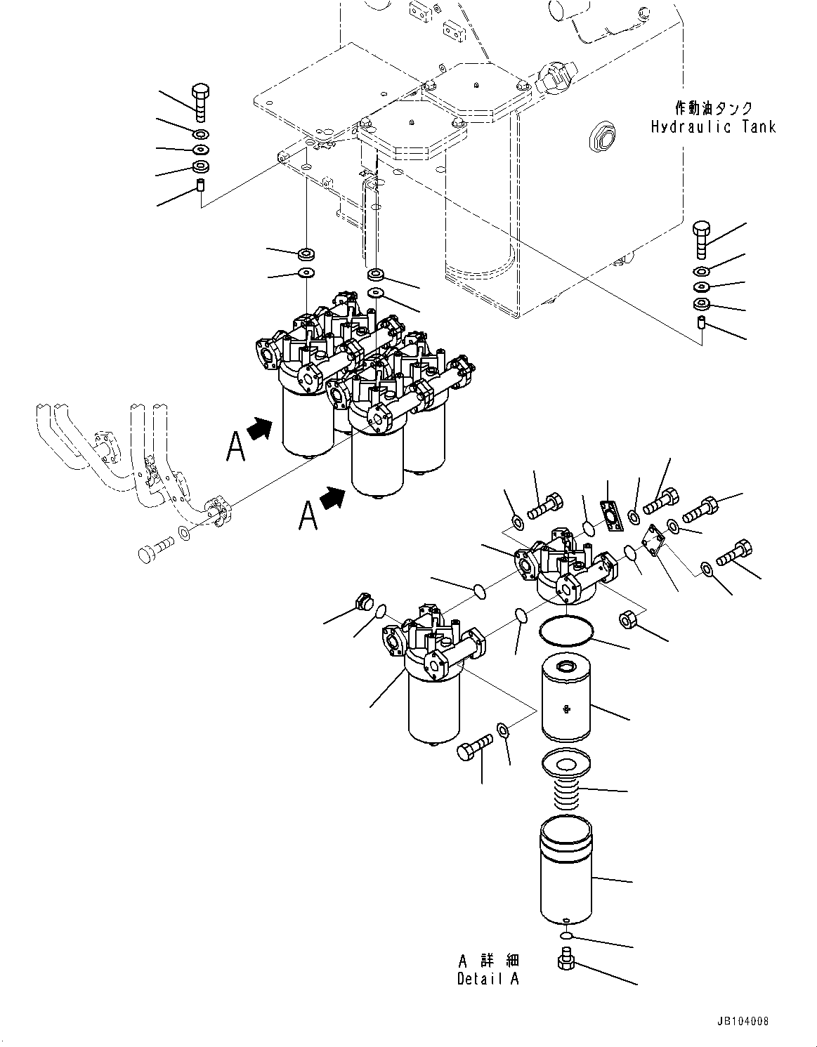 Komatsu parts book diagram for HD785-7 S/N 37001-UP: HYDRAULIC TANK, TRANSMISSION OIL FILTER(#30001-)