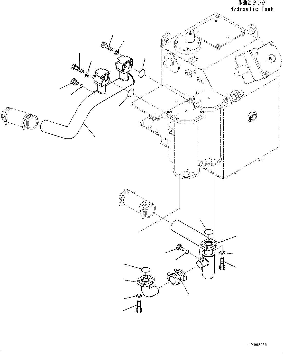 Komatsu parts book diagram for HD785-7 S/N 37001-UP: HYDRAULIC TANK, COOLANT PIPING(#30001-30348)