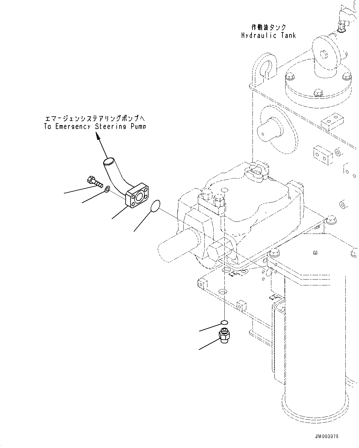 Komatsu parts book diagram for HD785-7 S/N 37001-UP: HYDRAULIC TANK, EMERGENCY STEERING PIPING(#30001-)