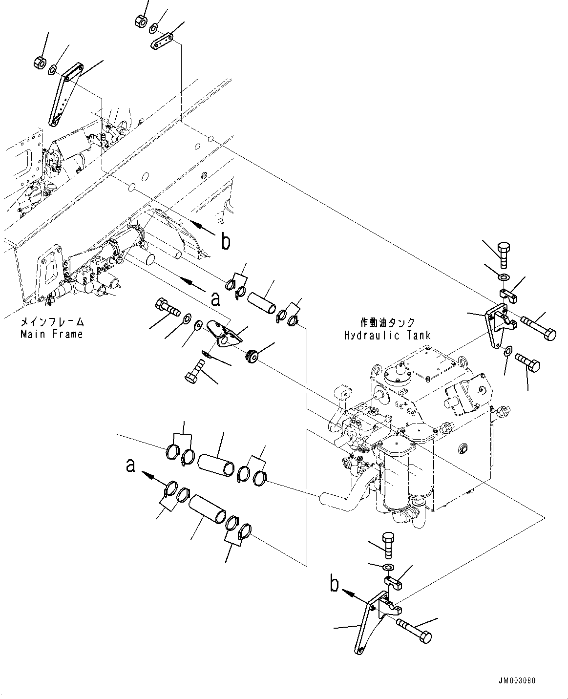 Komatsu parts book diagram for HD785-7 S/N 37001-UP: HYDRAULIC TANK, MOUNTING(#30001-30348)