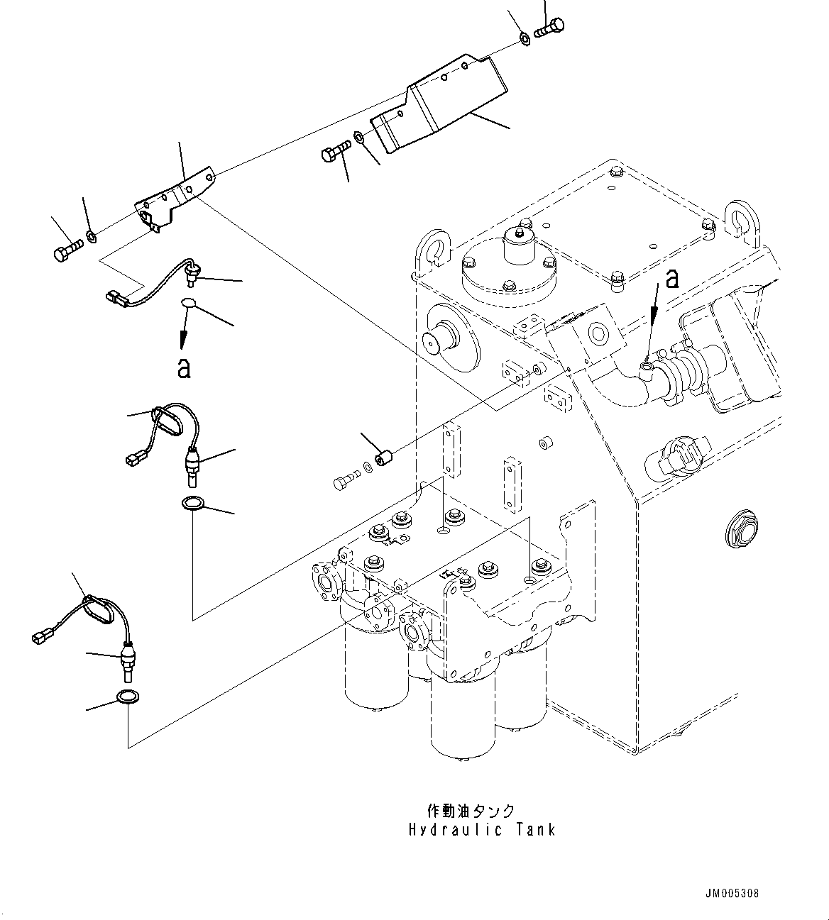 Komatsu parts book diagram for HD785-7 S/N 37001-UP: HYDRAULIC TANK, SENSOR (WITH QUICK COUPLING, FOR LEFT REFUELING)(#30499-)