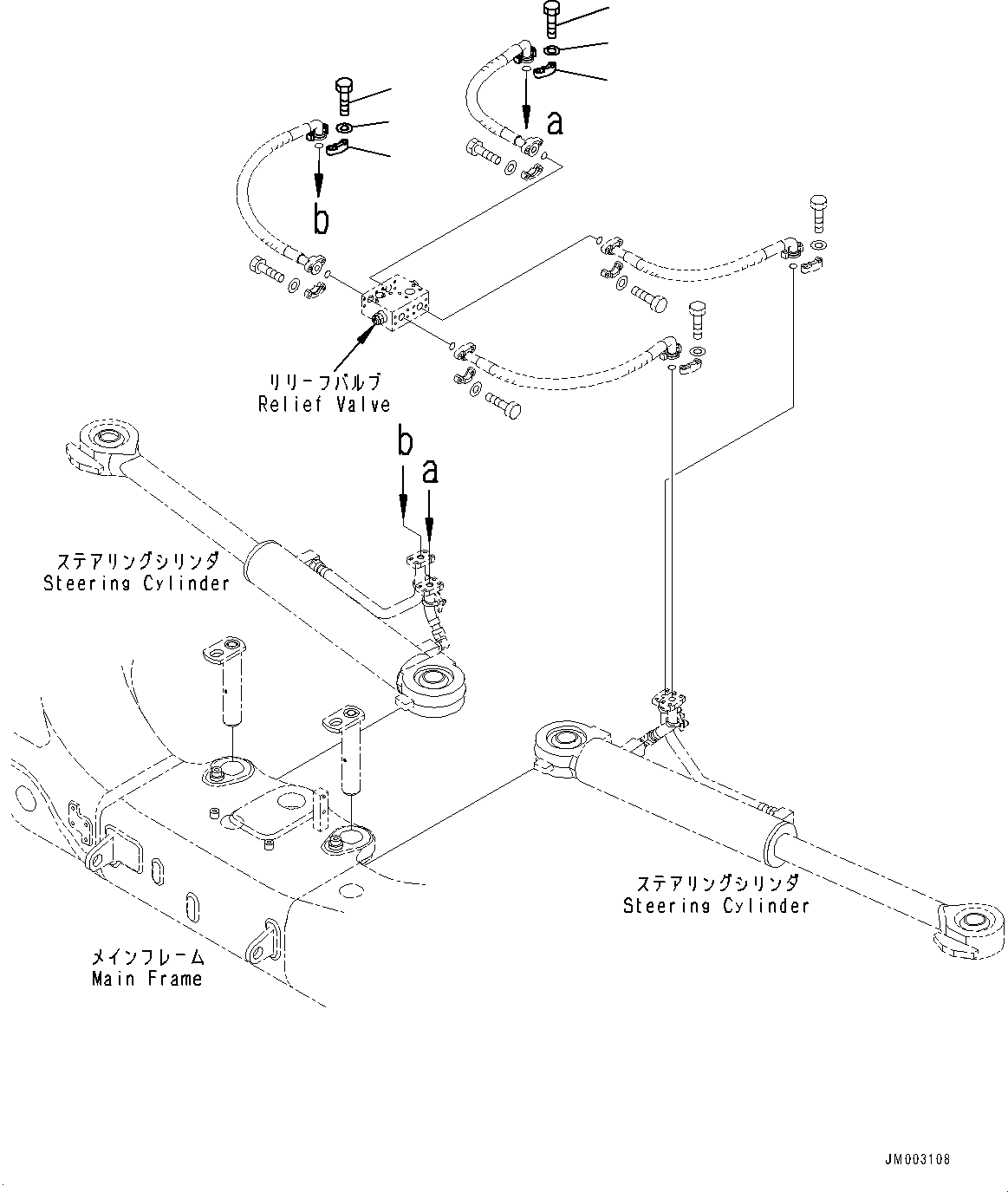 Komatsu parts book diagram for HD785-7 S/N 37001-UP: STEERING AND HOIST HYDRAULIC PIPING, MOUNTING (2/2)(#30001-)