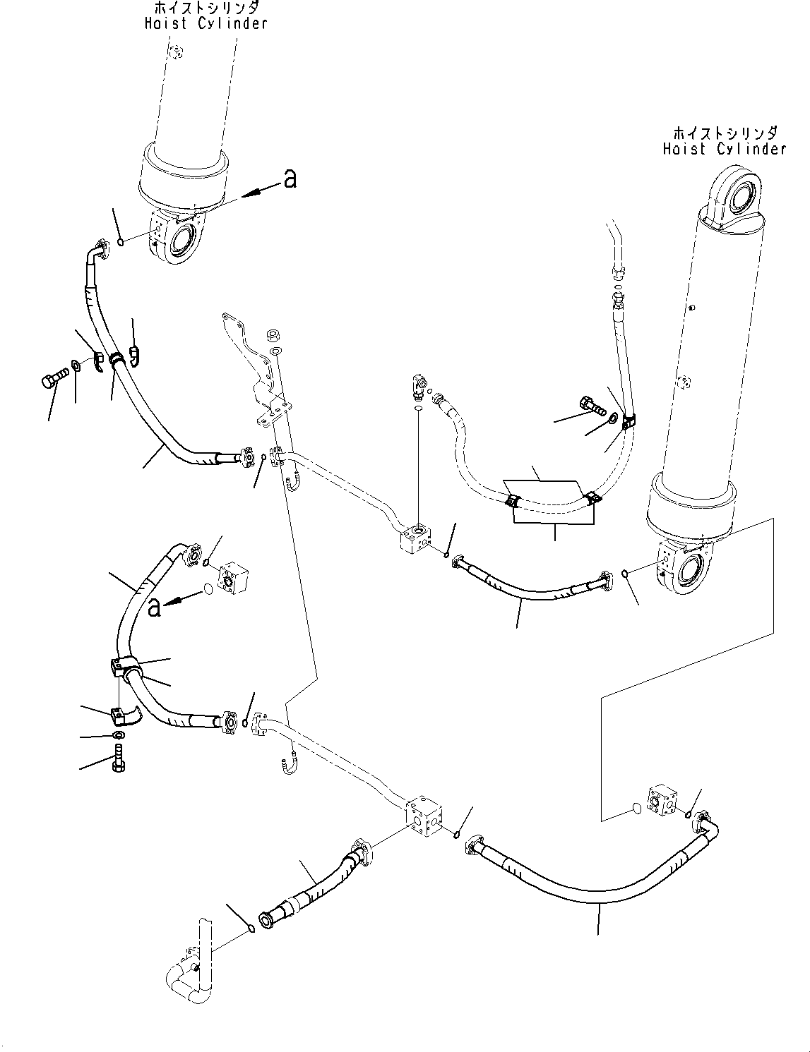 Komatsu parts book diagram for HD785-7 S/N 37001-UP: STEERING AND HOIST HYDRAULIC PIPING, HOIST VALVE TO HOIST CYLINDER (2/3)(#30001-32175)