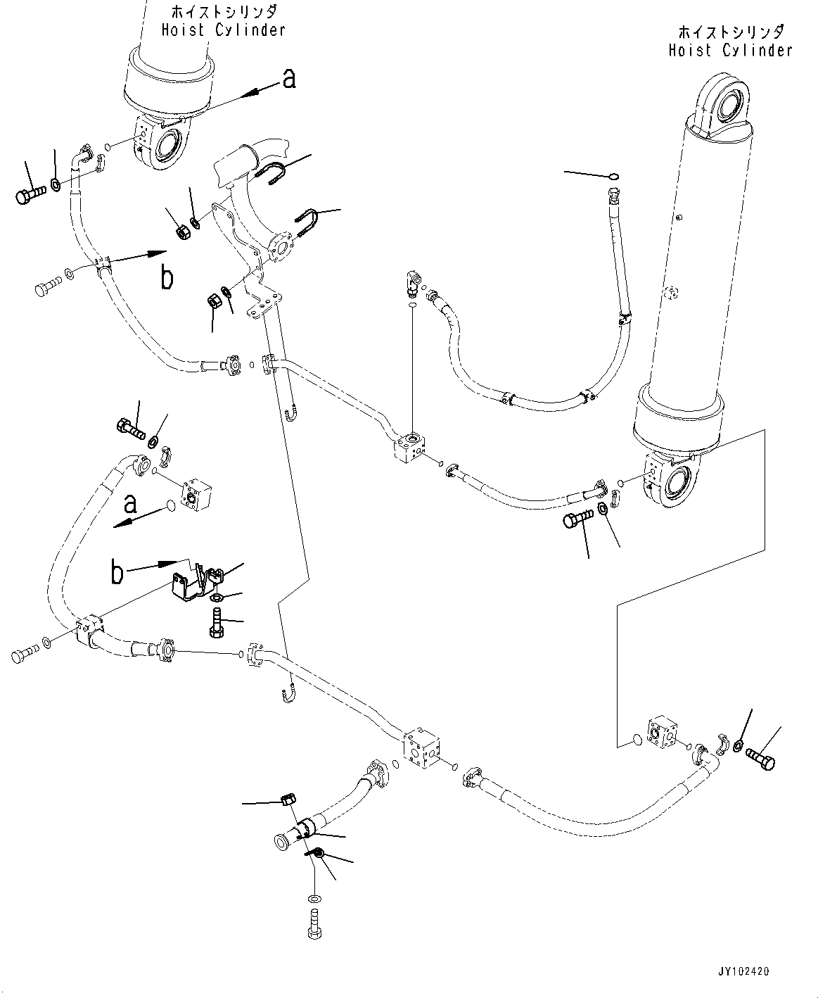 Komatsu parts book diagram for HD785-7 S/N 37001-UP: STEERING AND HOIST HYDRAULIC PIPING, HOIST VALVE TO HOIST CYLINDER (3/3)(#30001-)