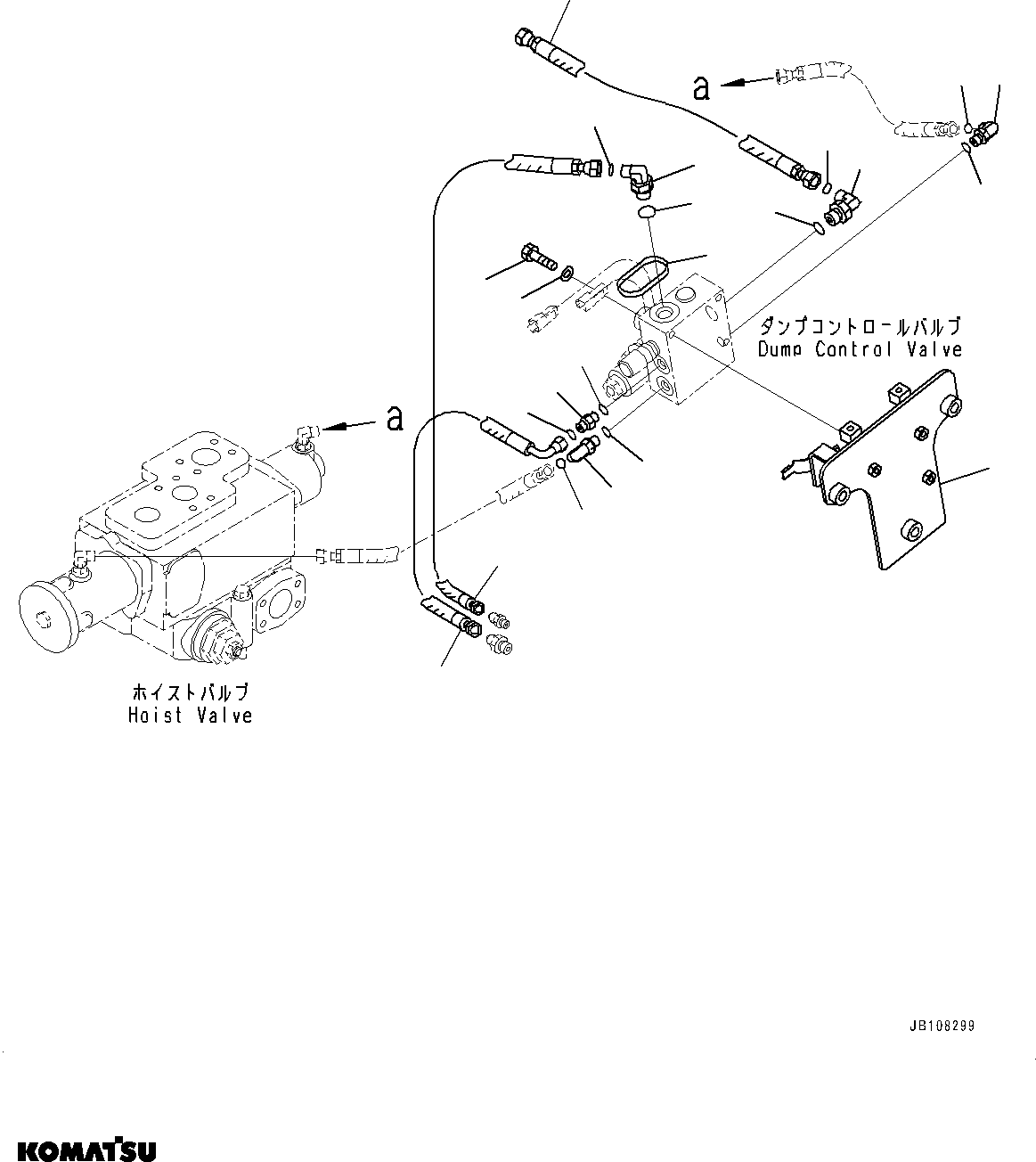 Komatsu parts book diagram for HD785-7 S/N 37001-UP: STEERING AND HOIST HYDRAULIC PIPING, DUMP CONTROL (1/2)(#34851-)