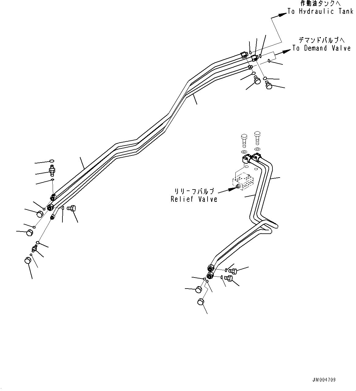 Komatsu parts book diagram for HD785-7 S/N 37001-UP: STEERING AND HOIST HYDRAULIC PIPING, EXHAUST BRAKE PIPING (WITH ENGINE EXHAUST BRAKE SYSTEM)(#30001-)