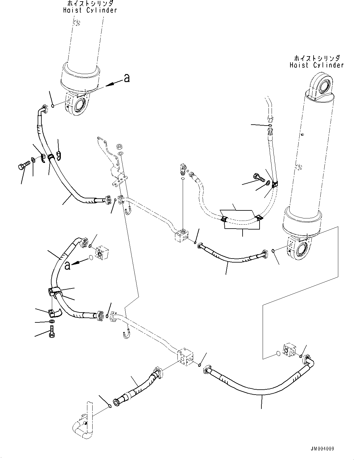 Komatsu parts book diagram for HD785-7 S/N 37001-UP: STEERING AND HOIST HYDRAULIC PIPING, HOIST VALVE TO HOIST CYLINDER (2/3) (WITH BUDDY SYSTEM)(#32176-)